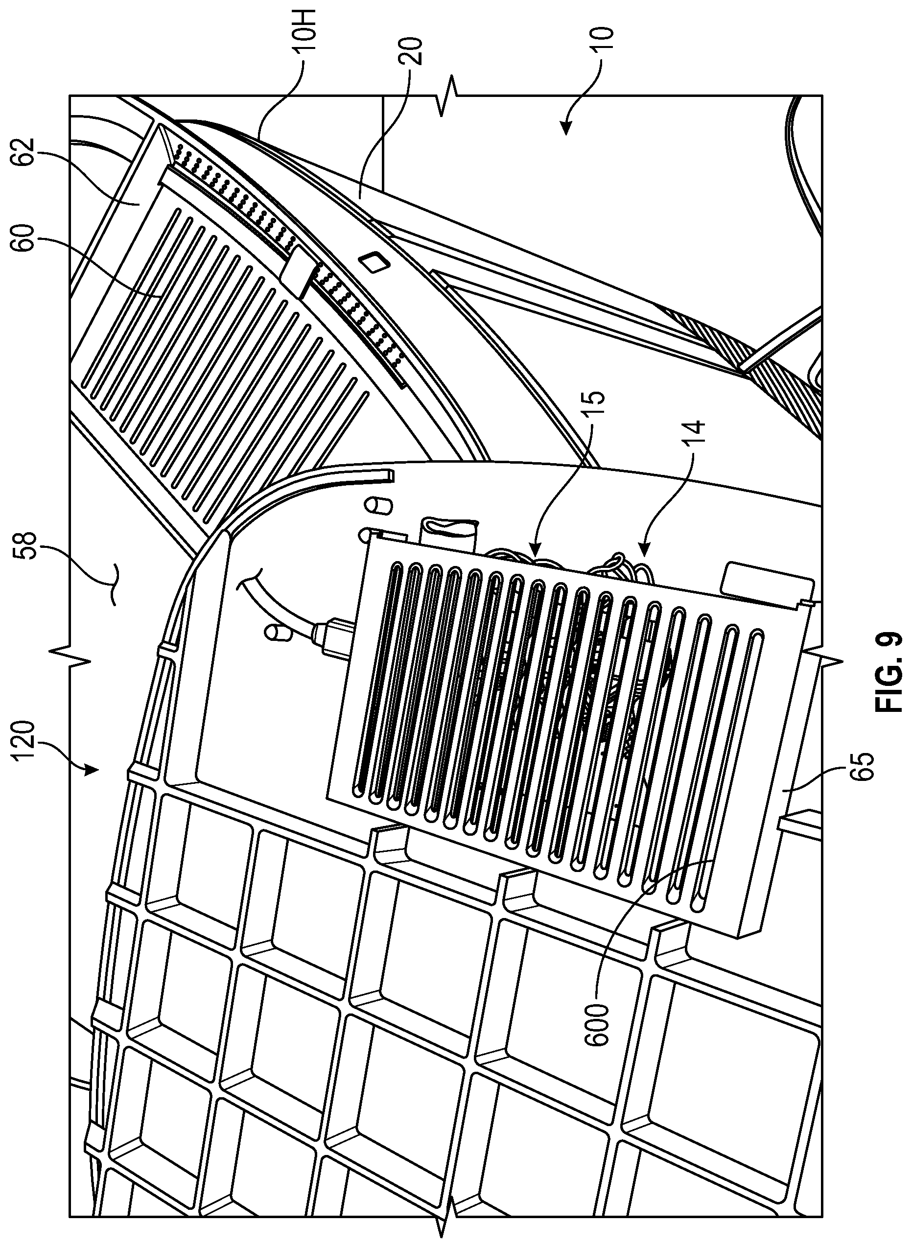 Patent US12599863 Figure 9 – Air purifier with integrated electronics cooling