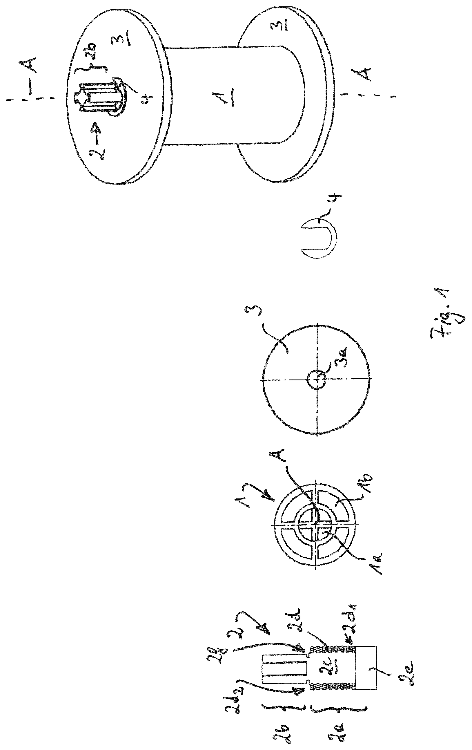 Patent US12599875 Figure 1 – Winding system for winding up concatenated hollow fibers onto a winding core