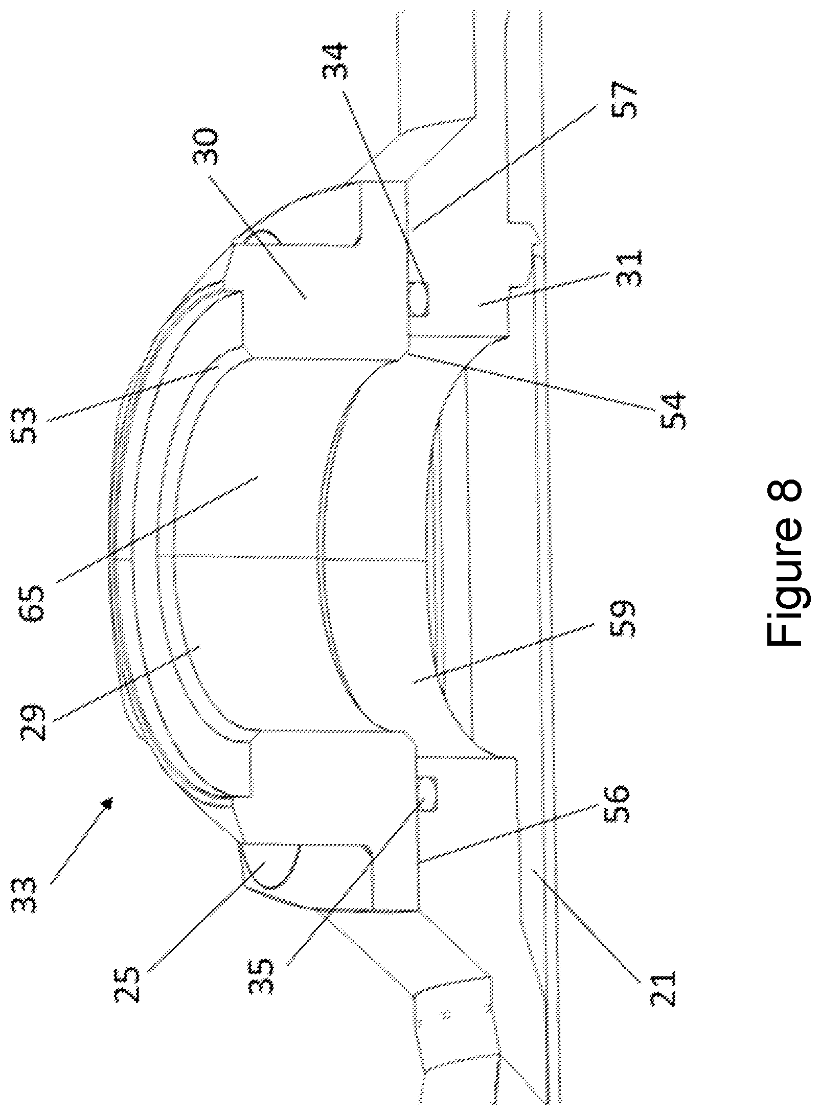Patent US12599876 Figure 8 – Port for membrane module