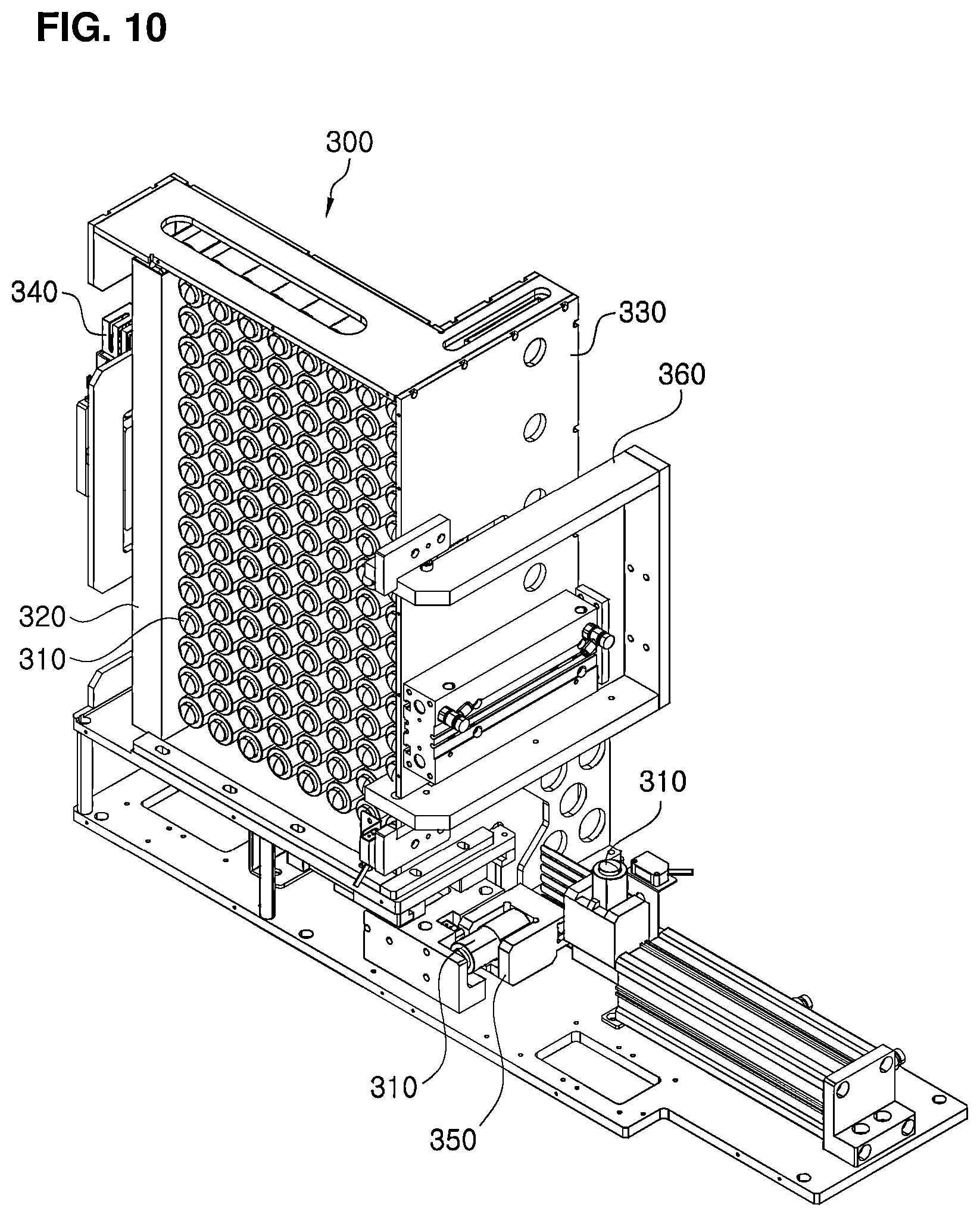 Patent US12599880 Figure 10 – Raw material/container supply device for individual-specific cosmetics manufacturing selling machine