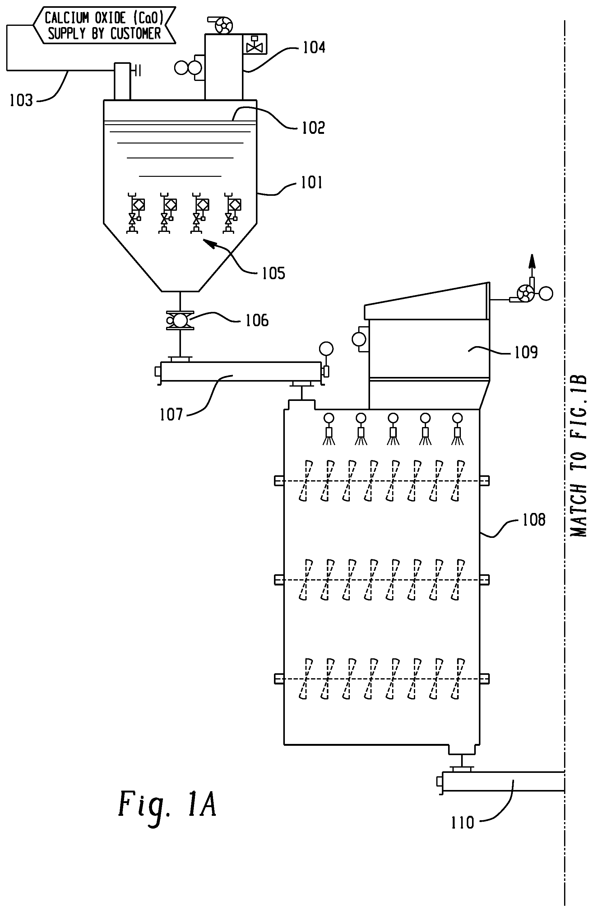 Patent US12599882 Figure 1 – Hybrid calcium oxide hydration and hydrated lime slurry preparation system