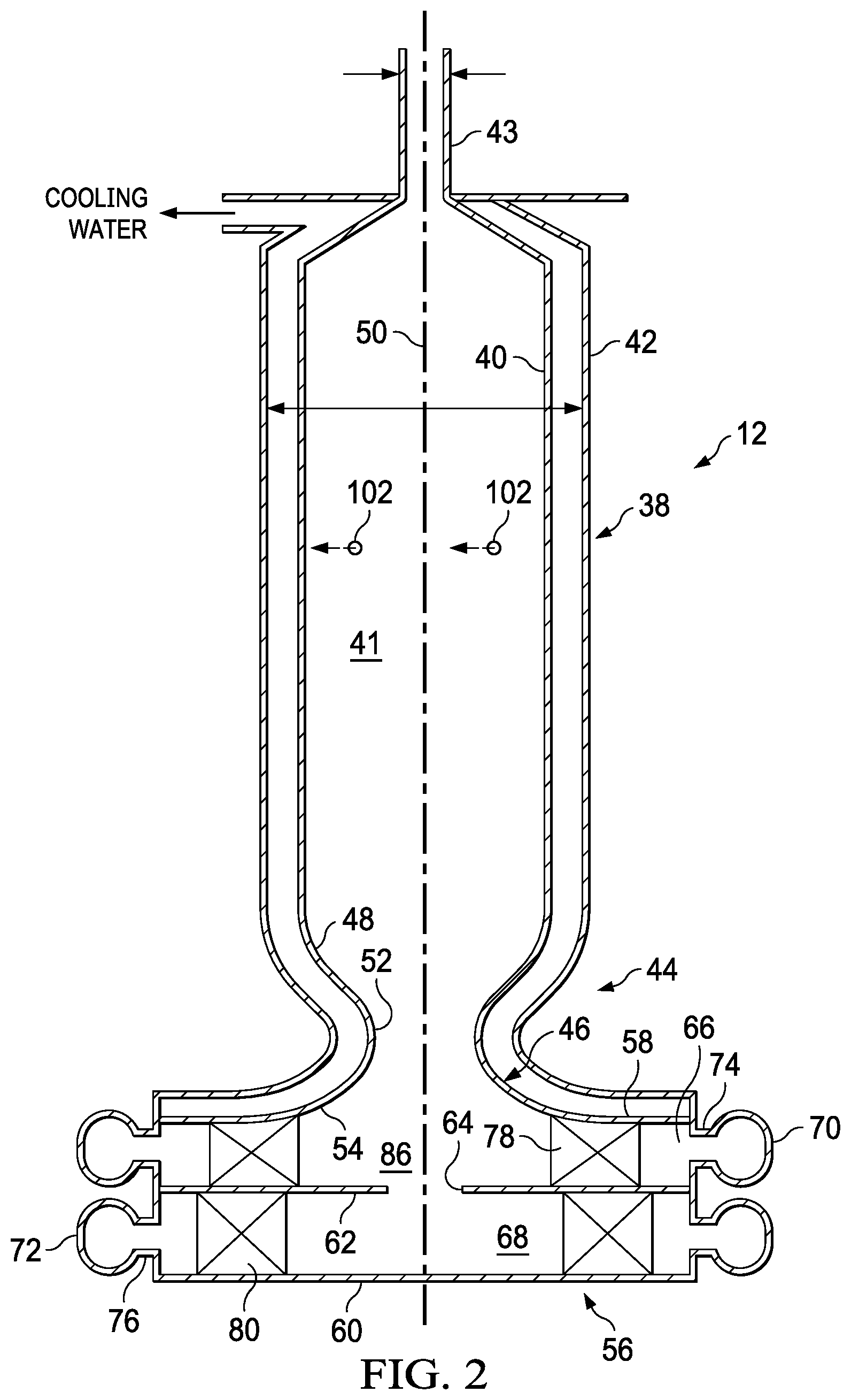 Patent US12599886 Figure 2 – Reactor for the conversion of hydrocarbons and method