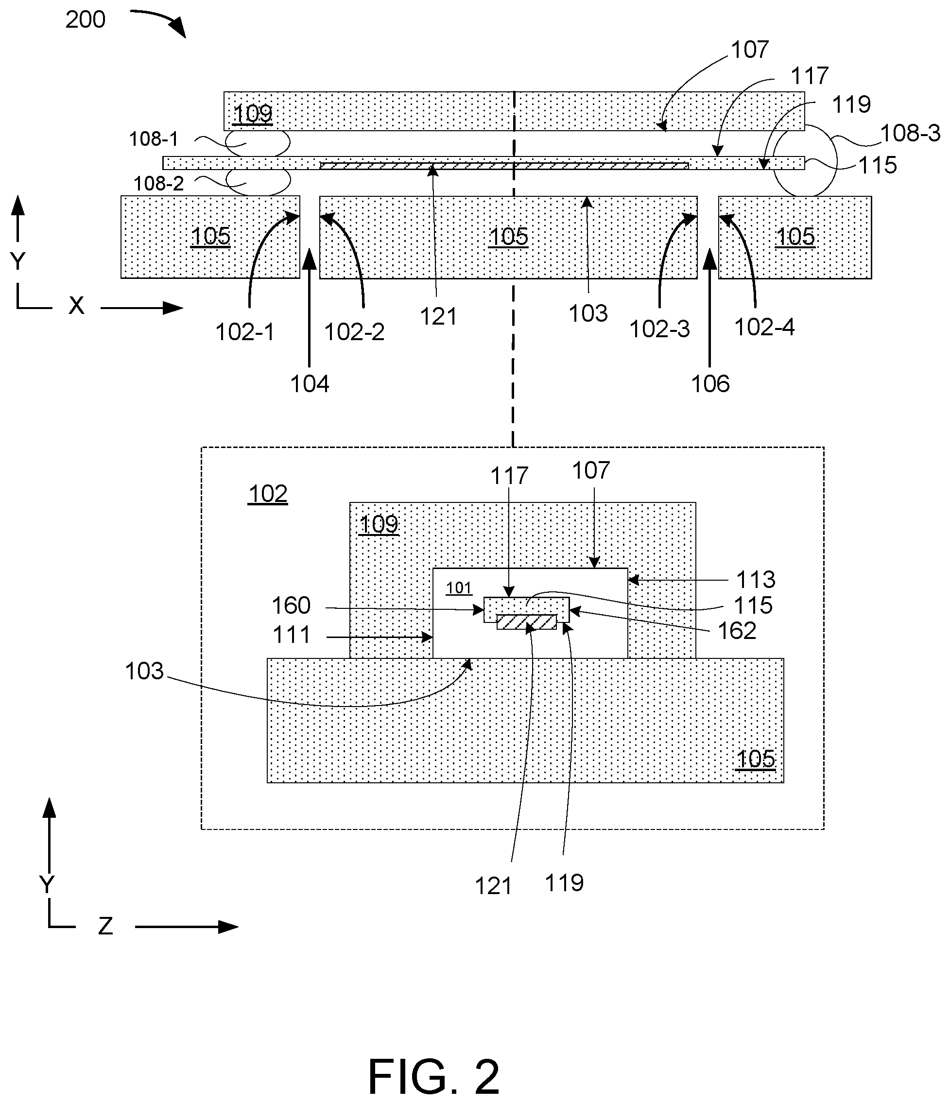 Patent US12599901 Figure 2 – Microfluidic reaction chamber with a reaction chamber circuit