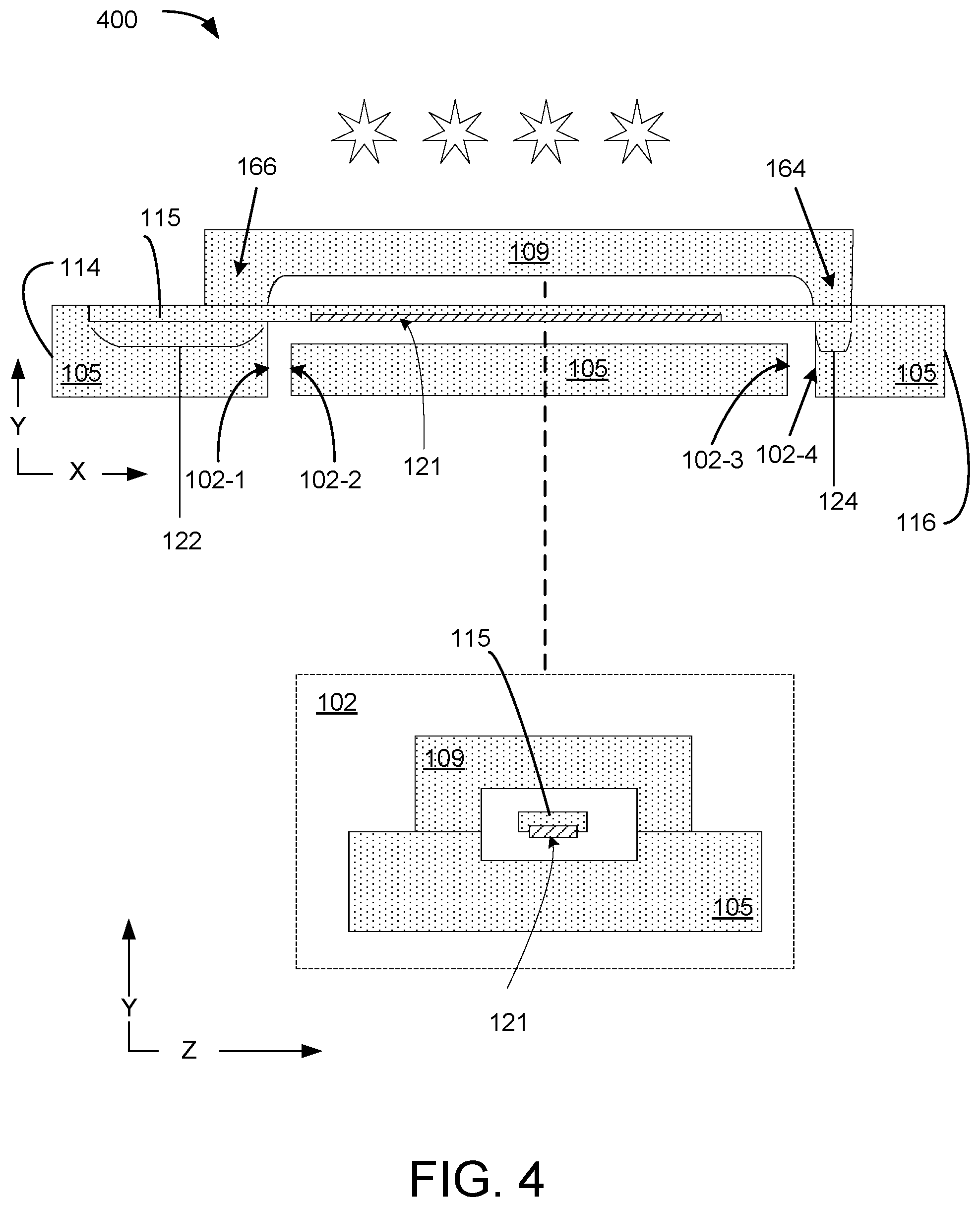 Patent US12599901 Figure 4 – Microfluidic reaction chamber with a reaction chamber circuit