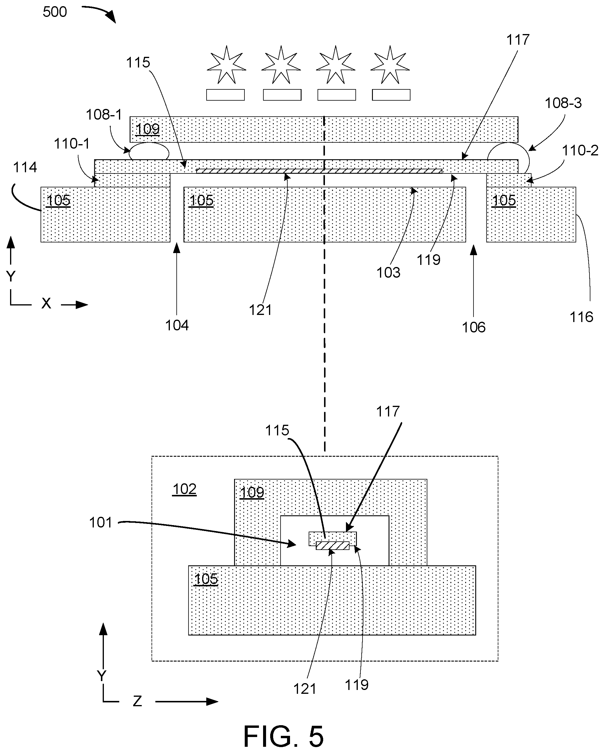 Patent US12599901 Figure 5 – Microfluidic reaction chamber with a reaction chamber circuit