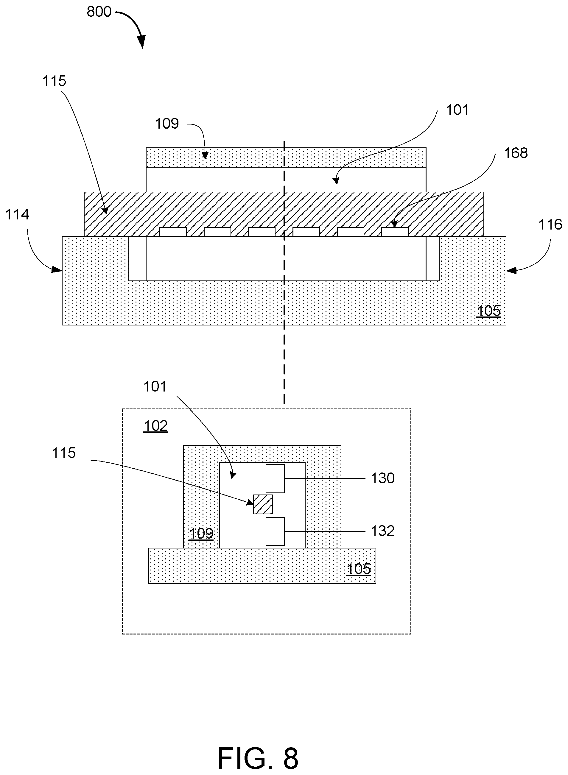 Patent US12599901 Figure 8 – Microfluidic reaction chamber with a reaction chamber circuit