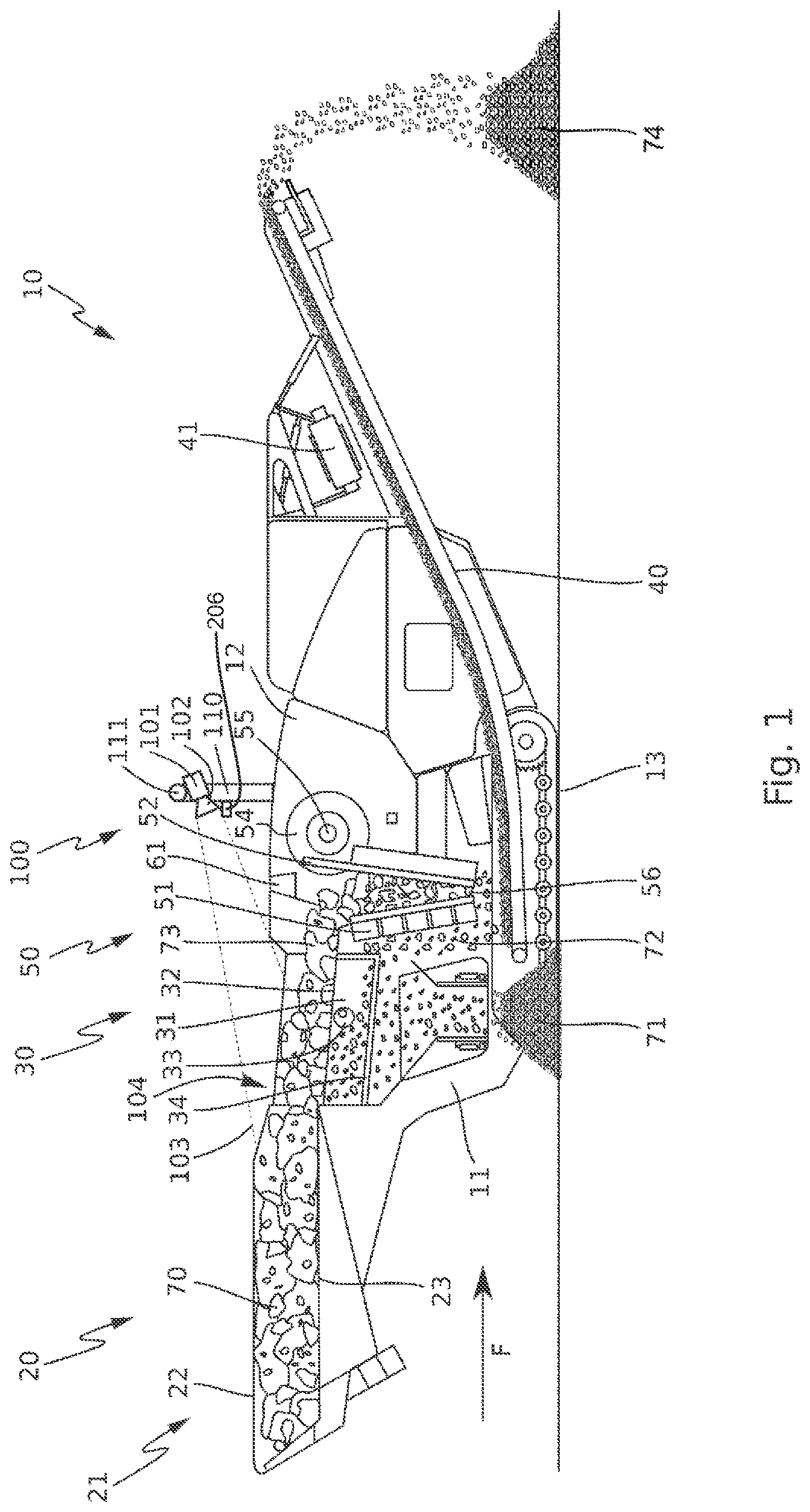 Patent US12599912 Figure 1 – Method for controlling and/or regulating the feed of material to be processed to a crushing and/or screening plant of a material processing device