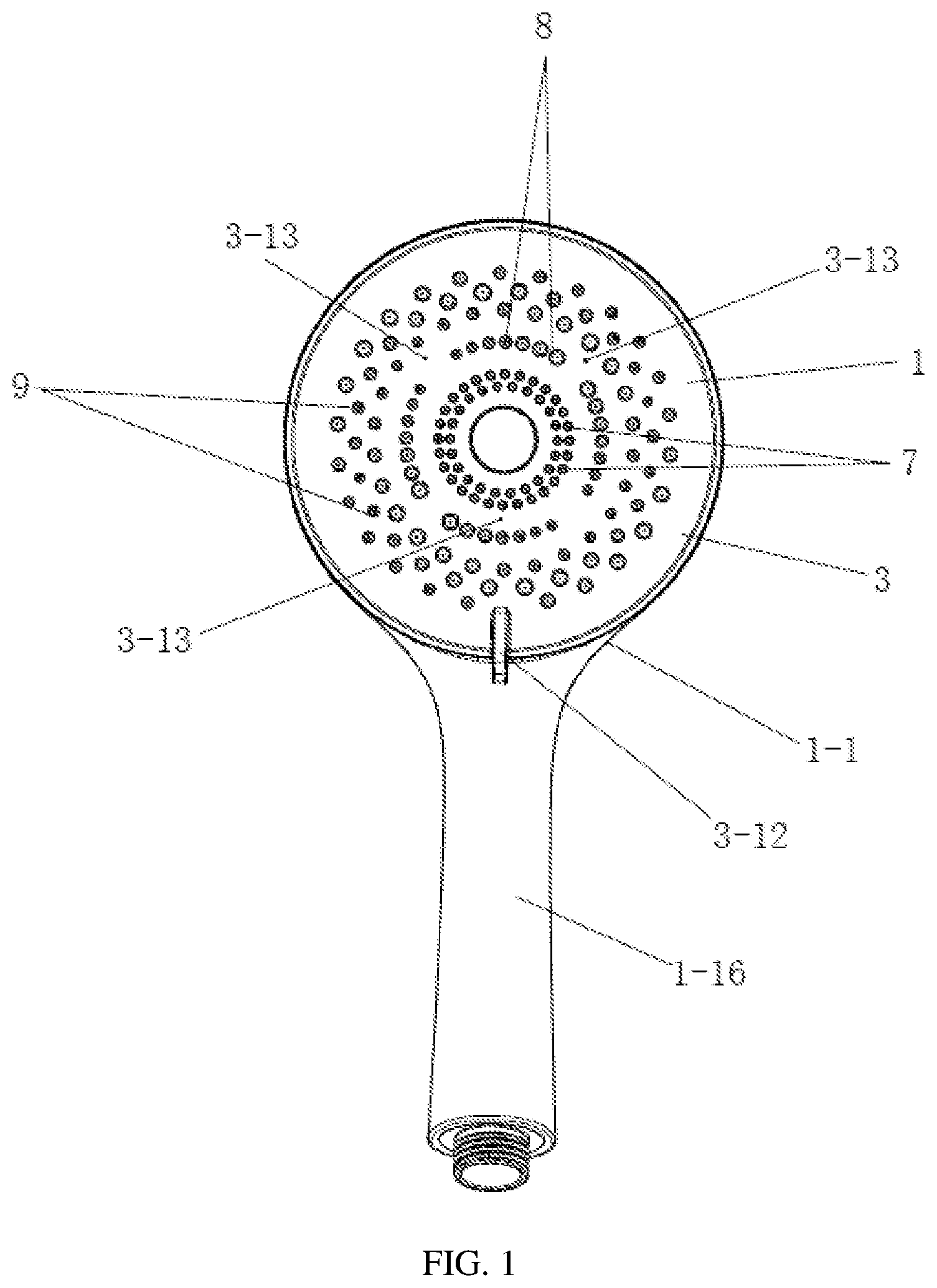 Patent US12599917 Figure 1 – Shower head capable of being rapidly assembled