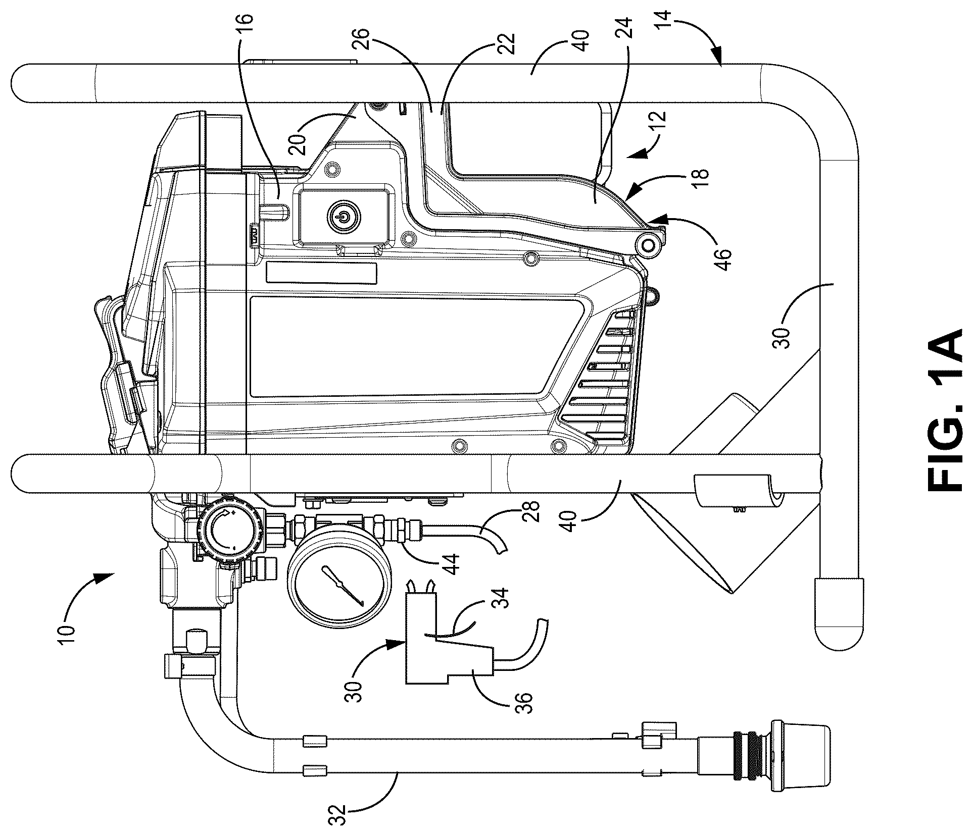 Patent US12599921 Figure 1 – Fluid sprayer with covered battery