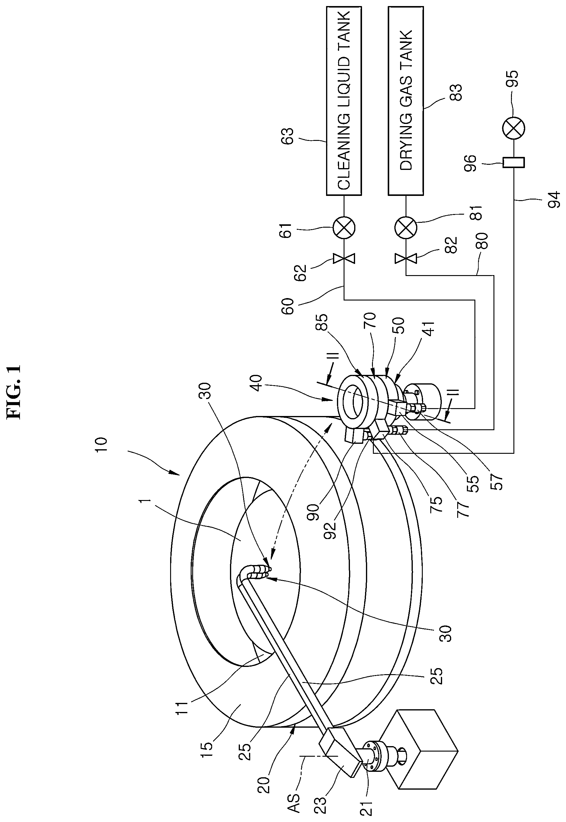 Patent US12599923 Figure 1 – Apparatus and method for cleaning fluid discharging nozzle