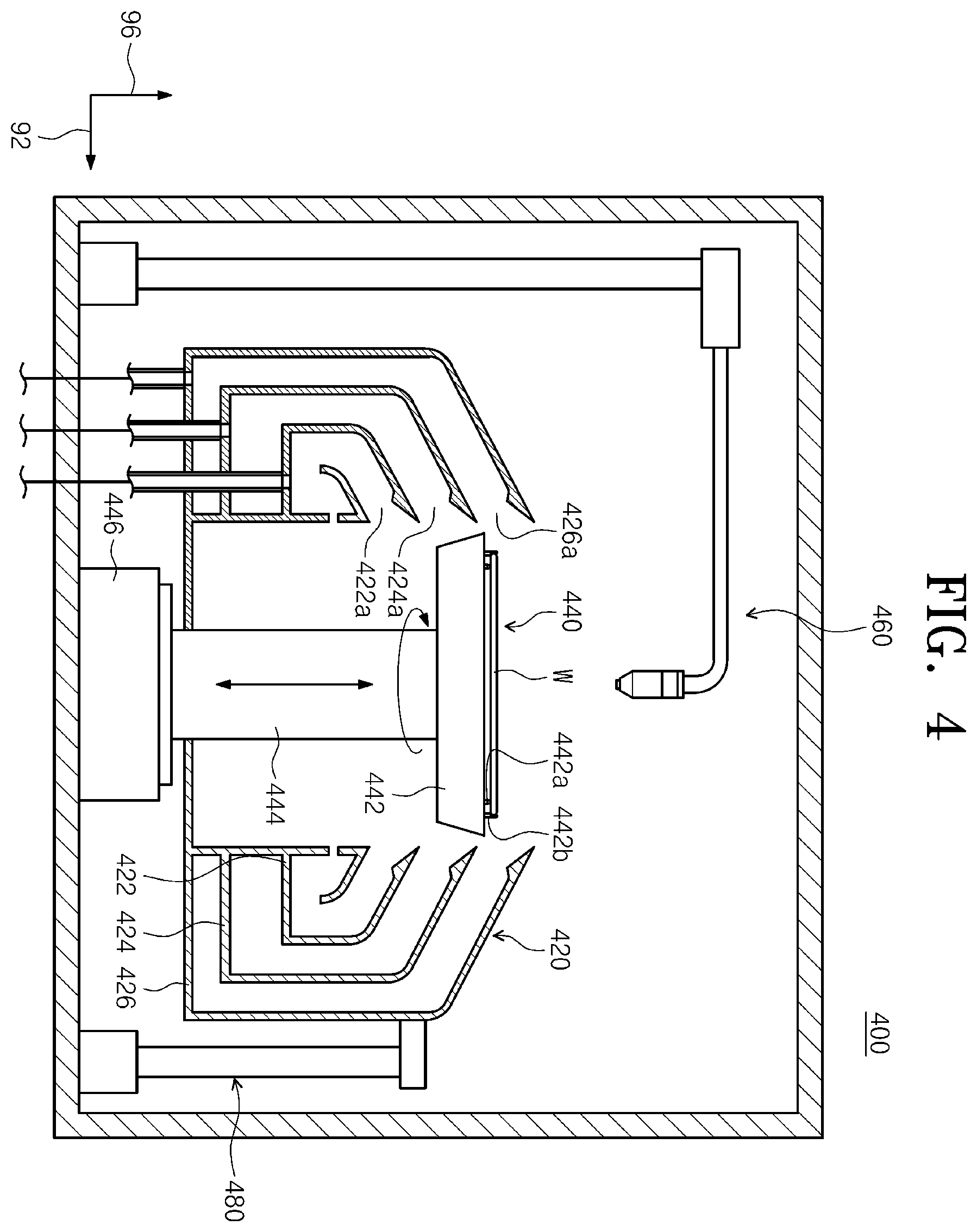 Patent US12599926 Figure 4 – Home port and a substrate-treating apparatus for exhausting fume from a treatment liquid