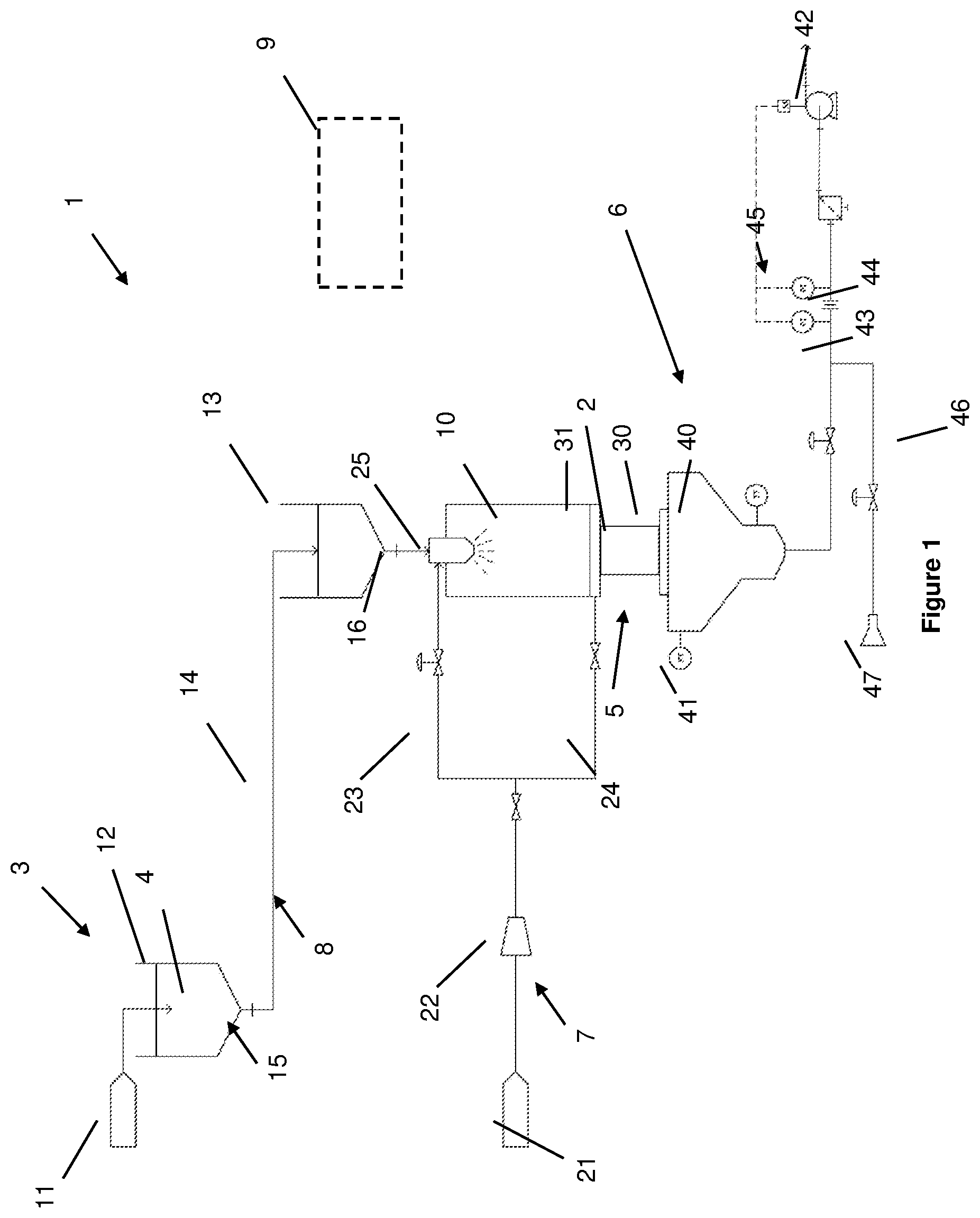 Patent US12599929 Figure 1 – Powder spraying system, powder spraying nozzle and method