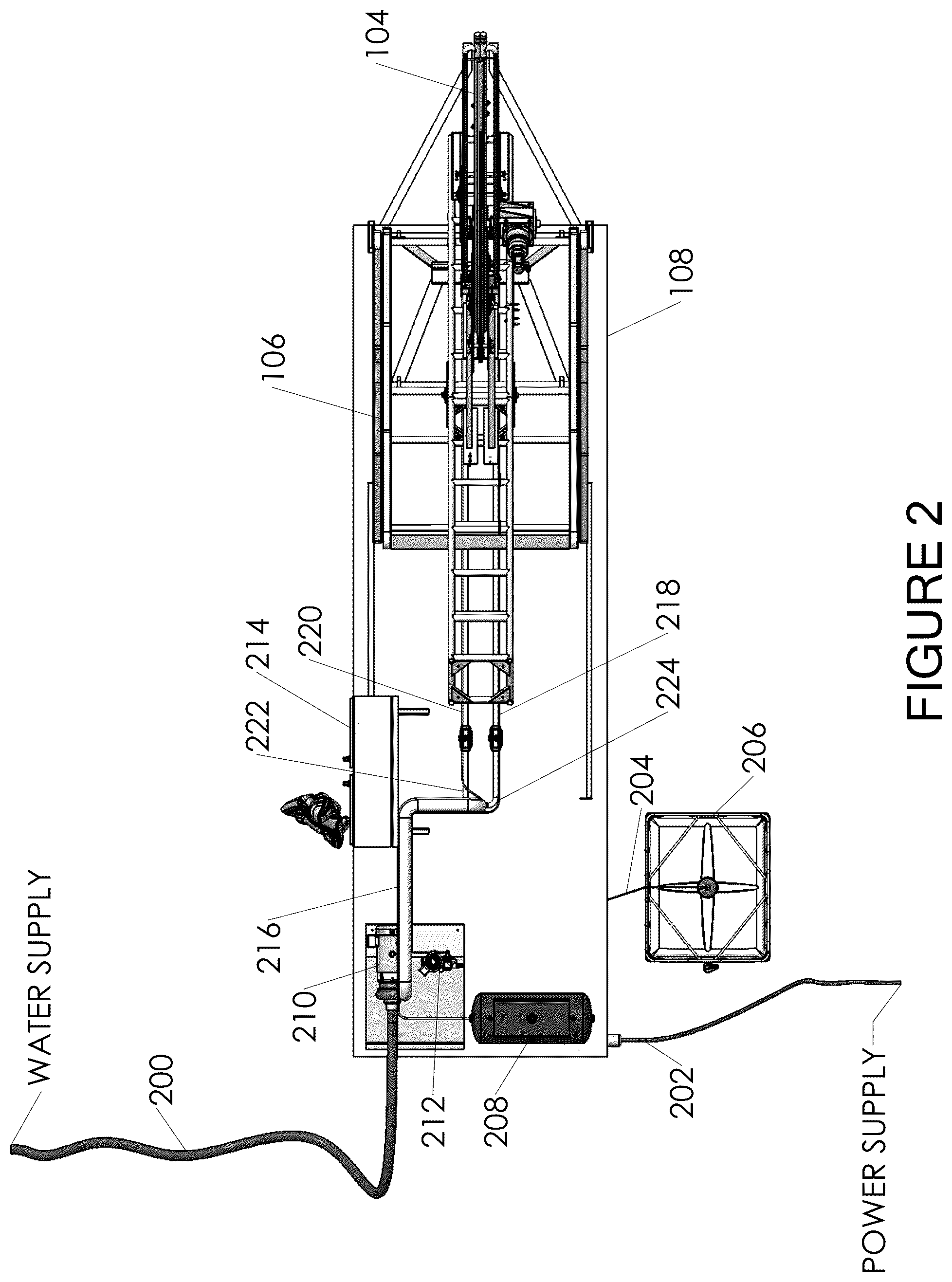 Patent US12599943 Figure 2 – System for spraying the interior of a container