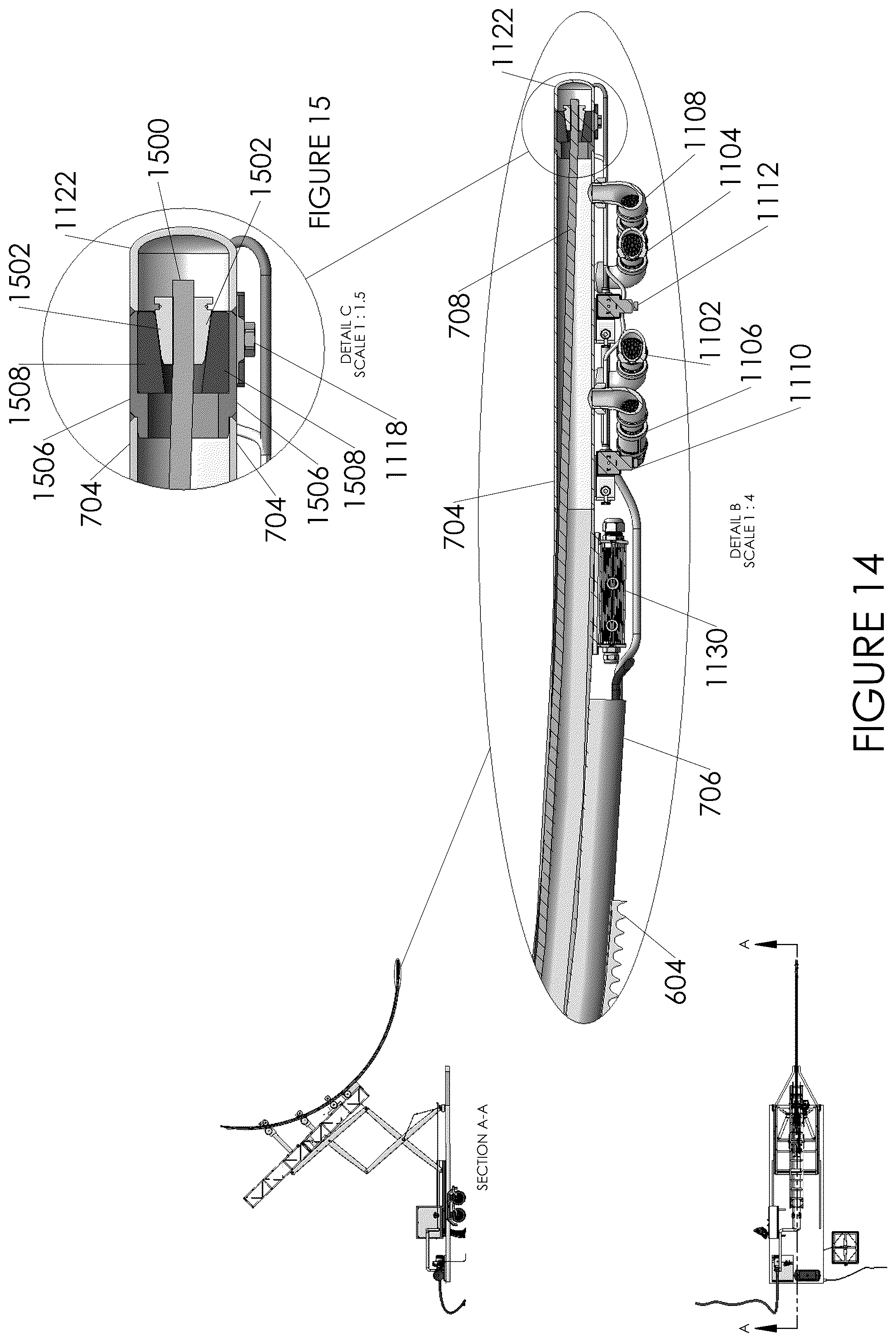 Patent US12599943 Figure 15 – System for spraying the interior of a container
