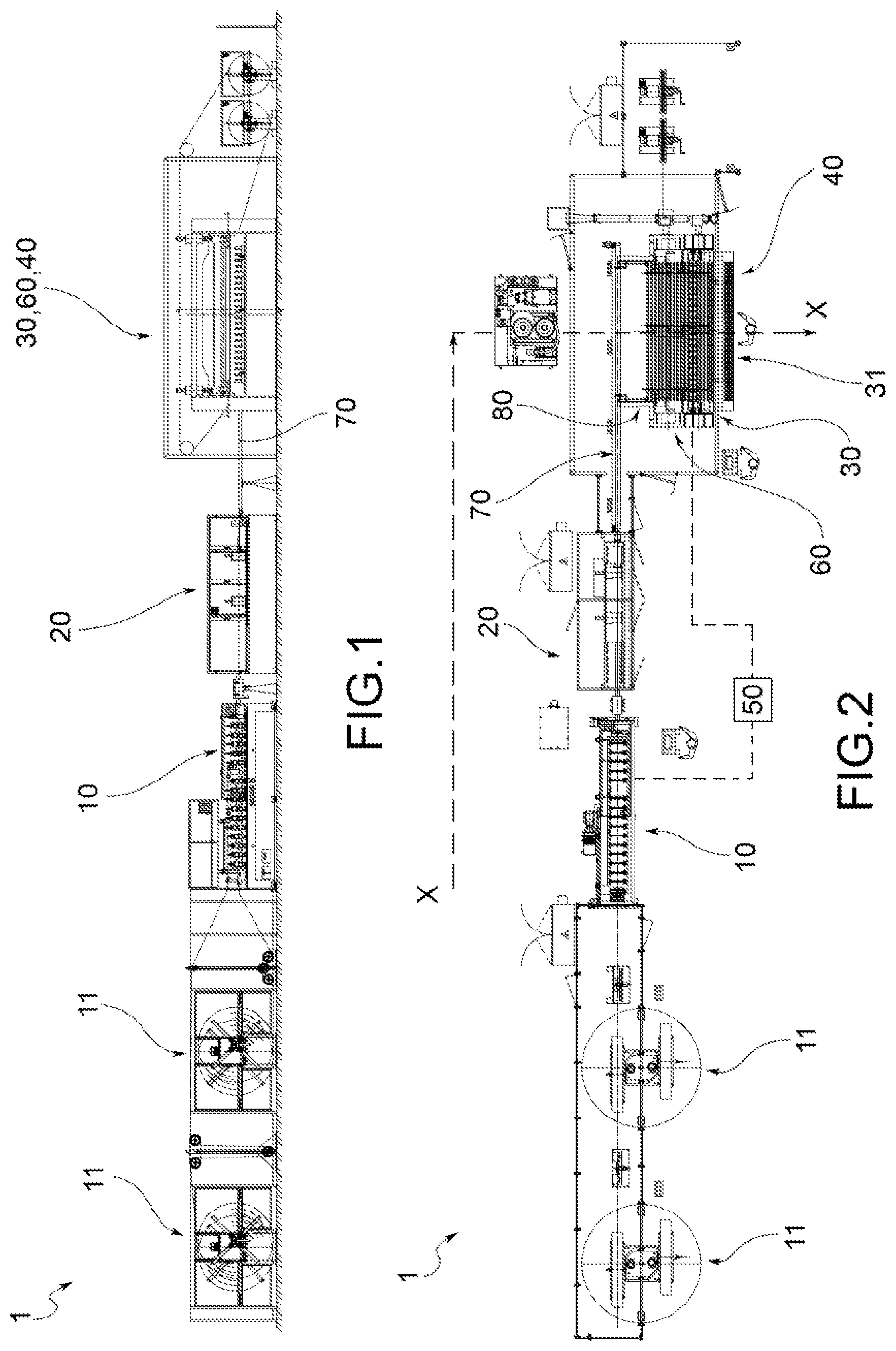 Patent US12599951 Figure 1 – Line for producing metal profiles for plasterboard false ceilings