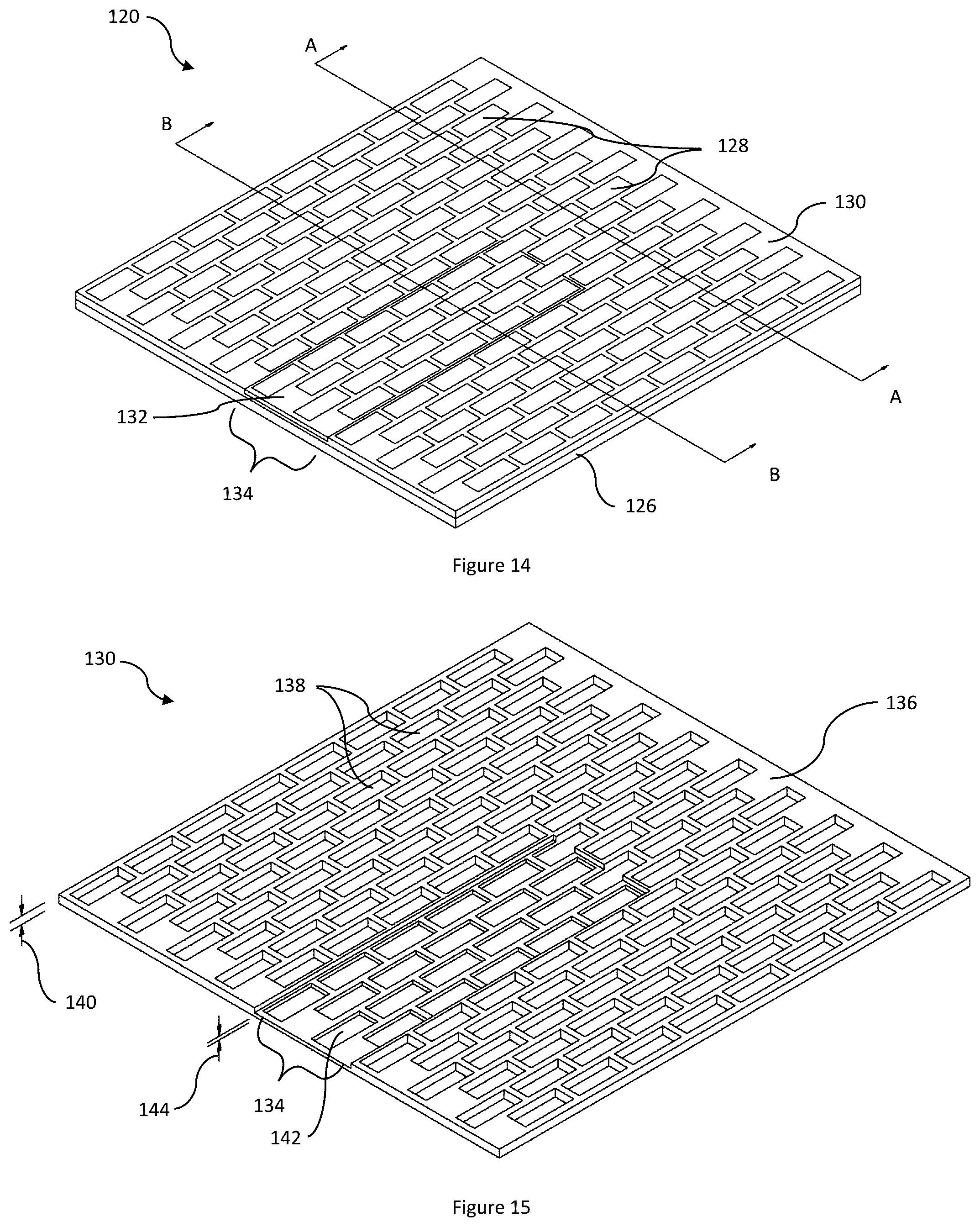 Patent US12599963 Figure 9 – Channeled hardfacing wear protection incorporating matrix composite and hard elements