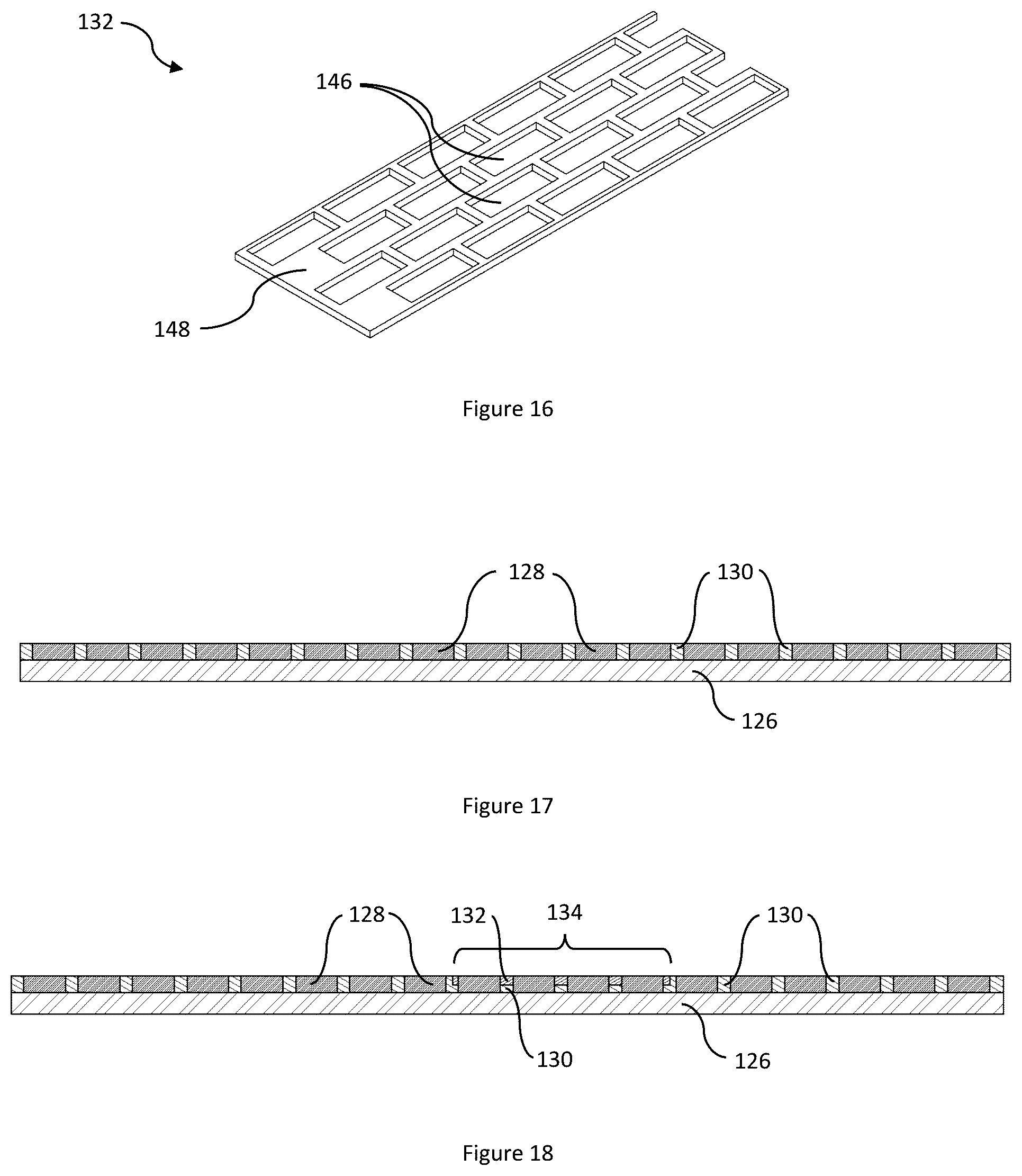 Patent US12599963 Figure 10 – Channeled hardfacing wear protection incorporating matrix composite and hard elements