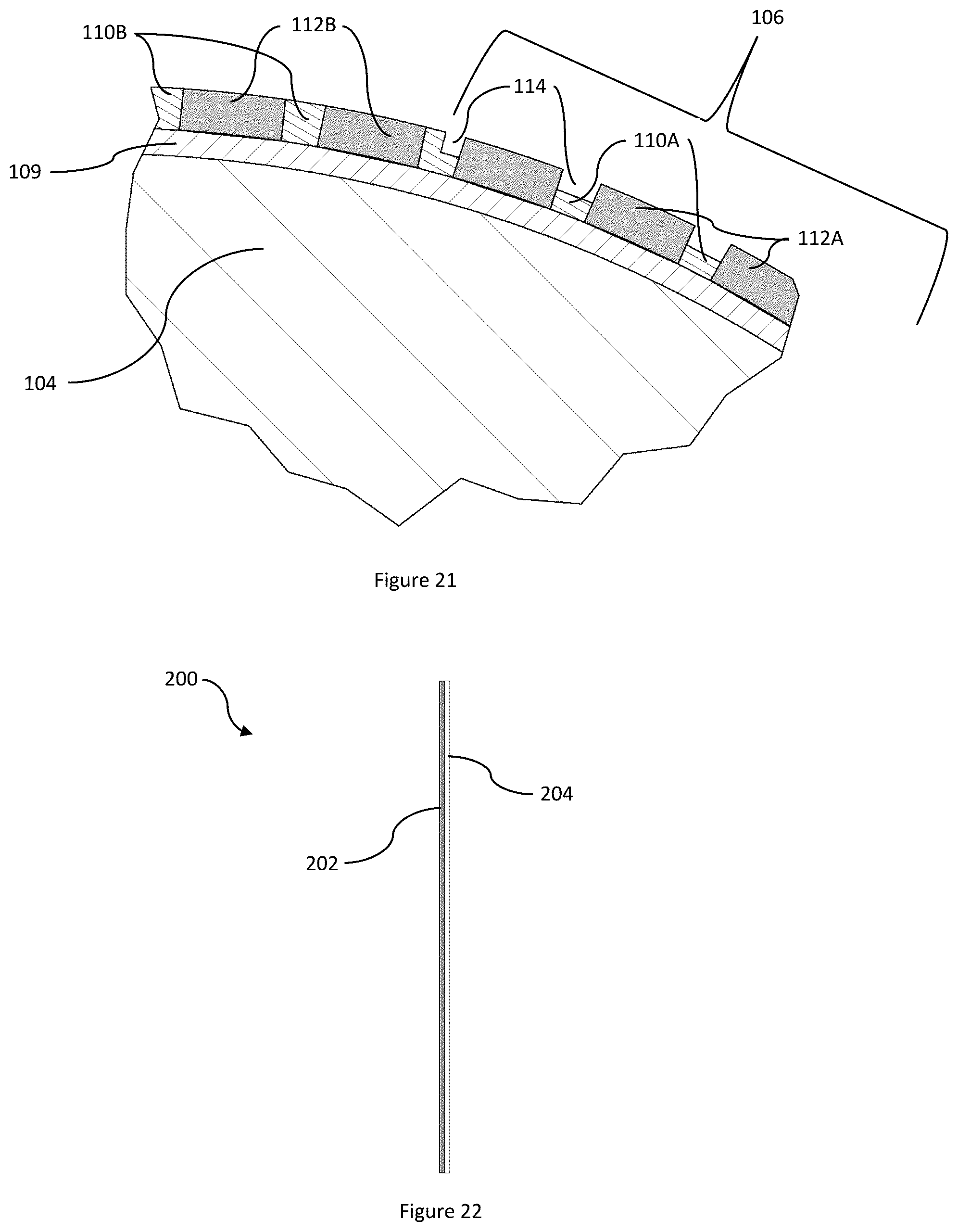 Patent US12599963 Figure 12 – Channeled hardfacing wear protection incorporating matrix composite and hard elements