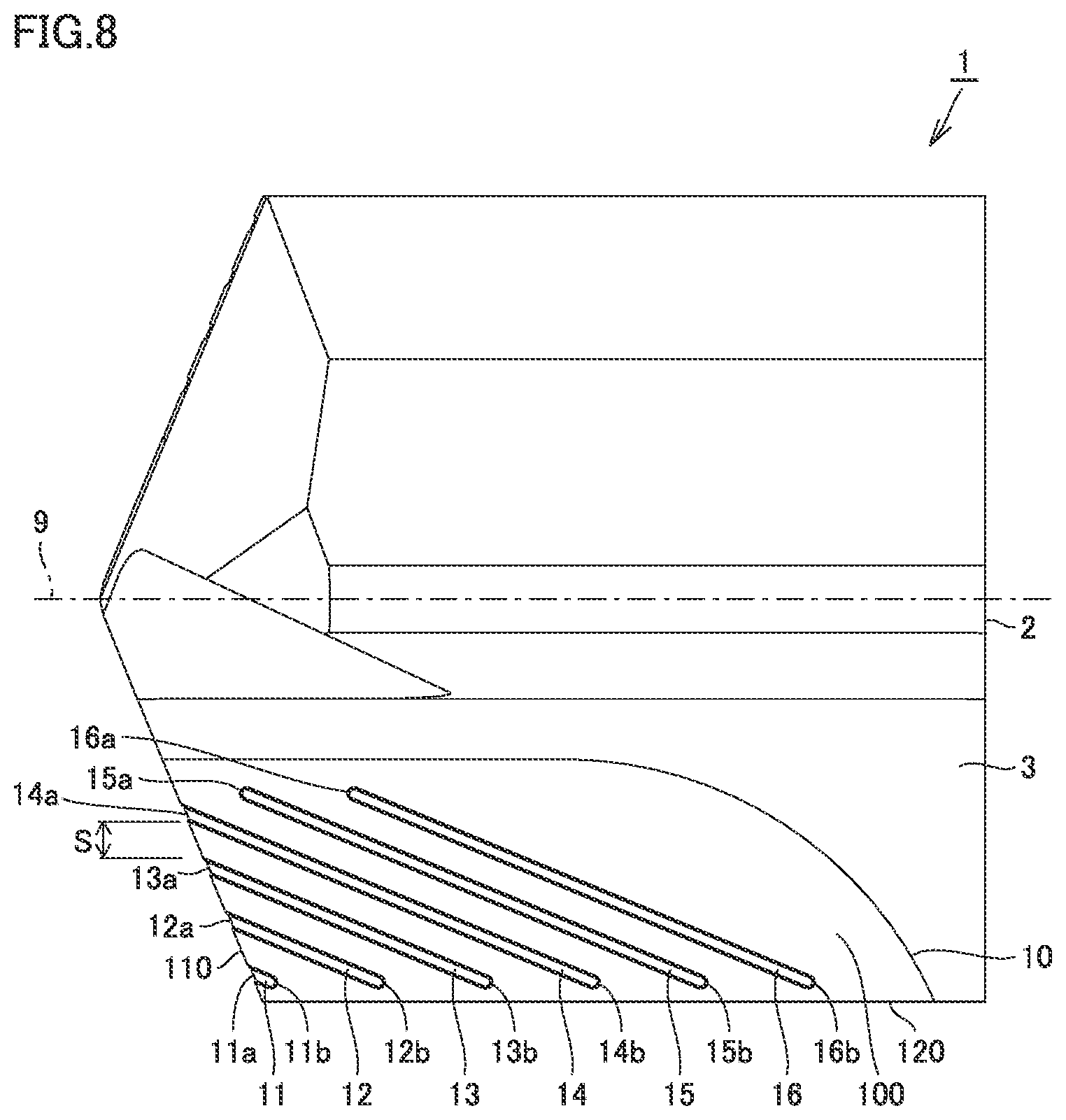 Patent US12599975 Figure 8 – Rotary cutting tool