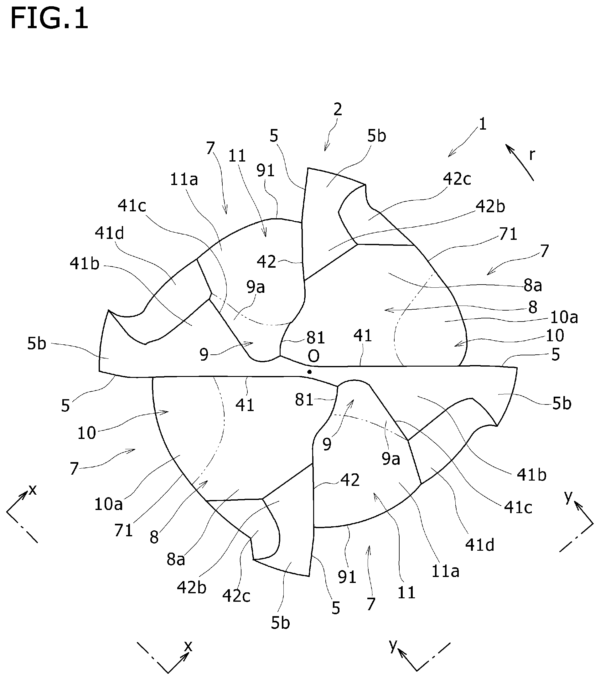 Patent US12599977 — End mill — Figure 1