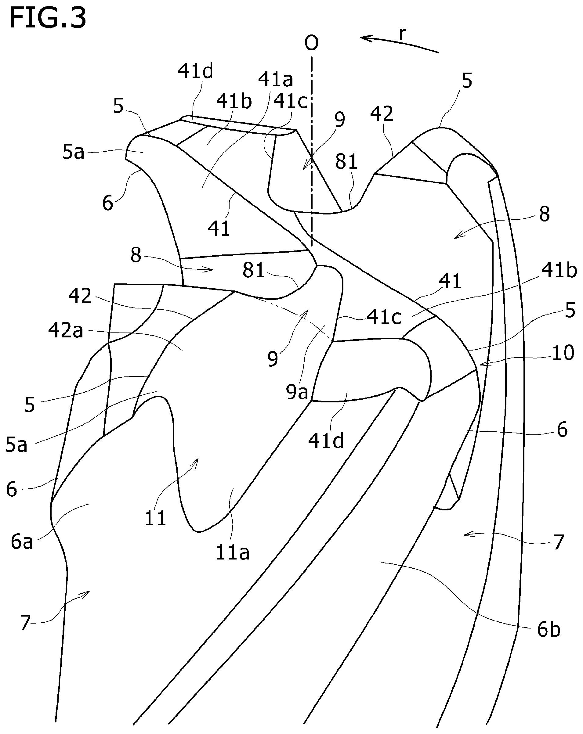 Patent US12599977 Figure 3 – End mill