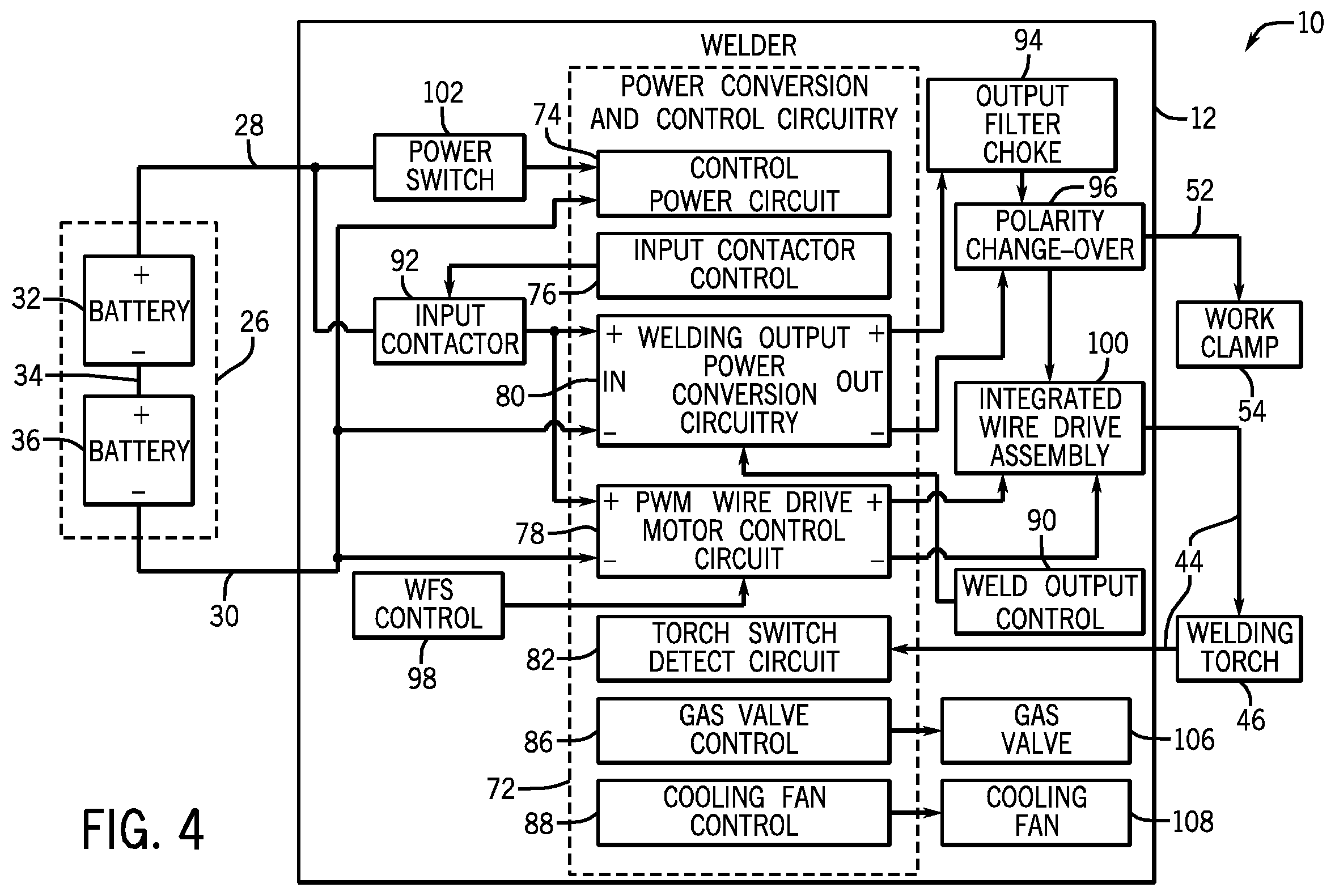 Patent US12599985 Figure 4 – Battery powered welding system