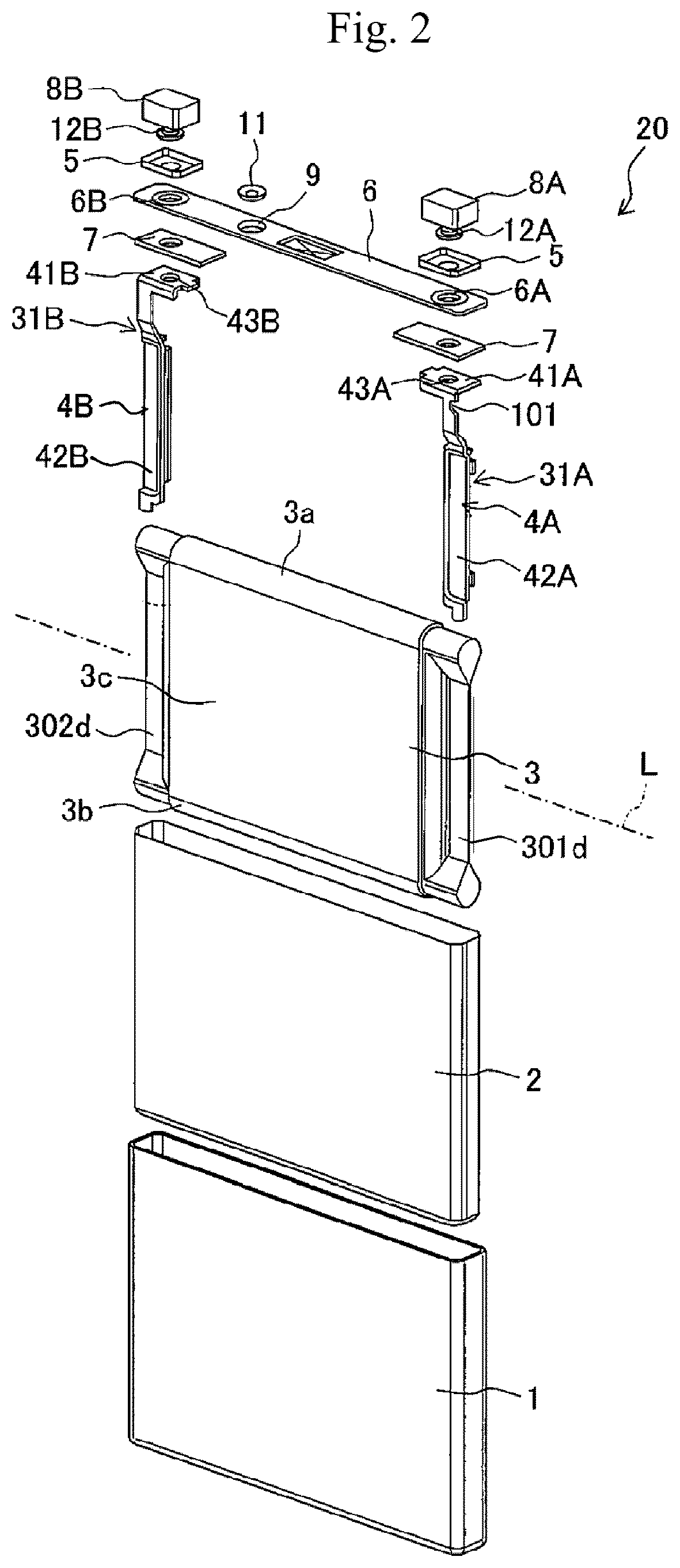 Patent US12599986 Figure 2 – Ultrasonic horn, secondary battery, and method for manufacturing secondary battery