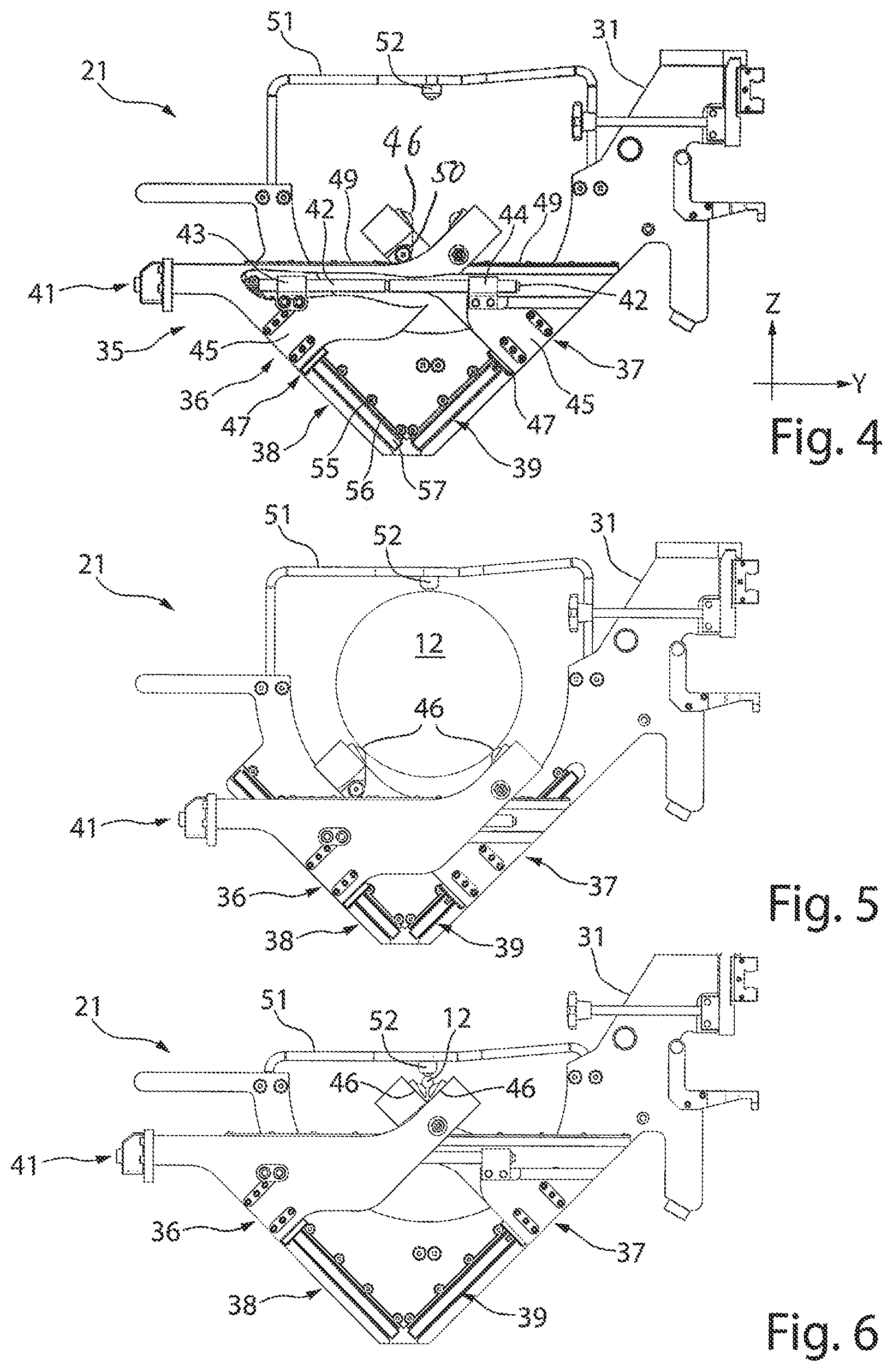 Patent US12599992 Figure 3 – Supporting device for a laser processing machine and laser processing machine