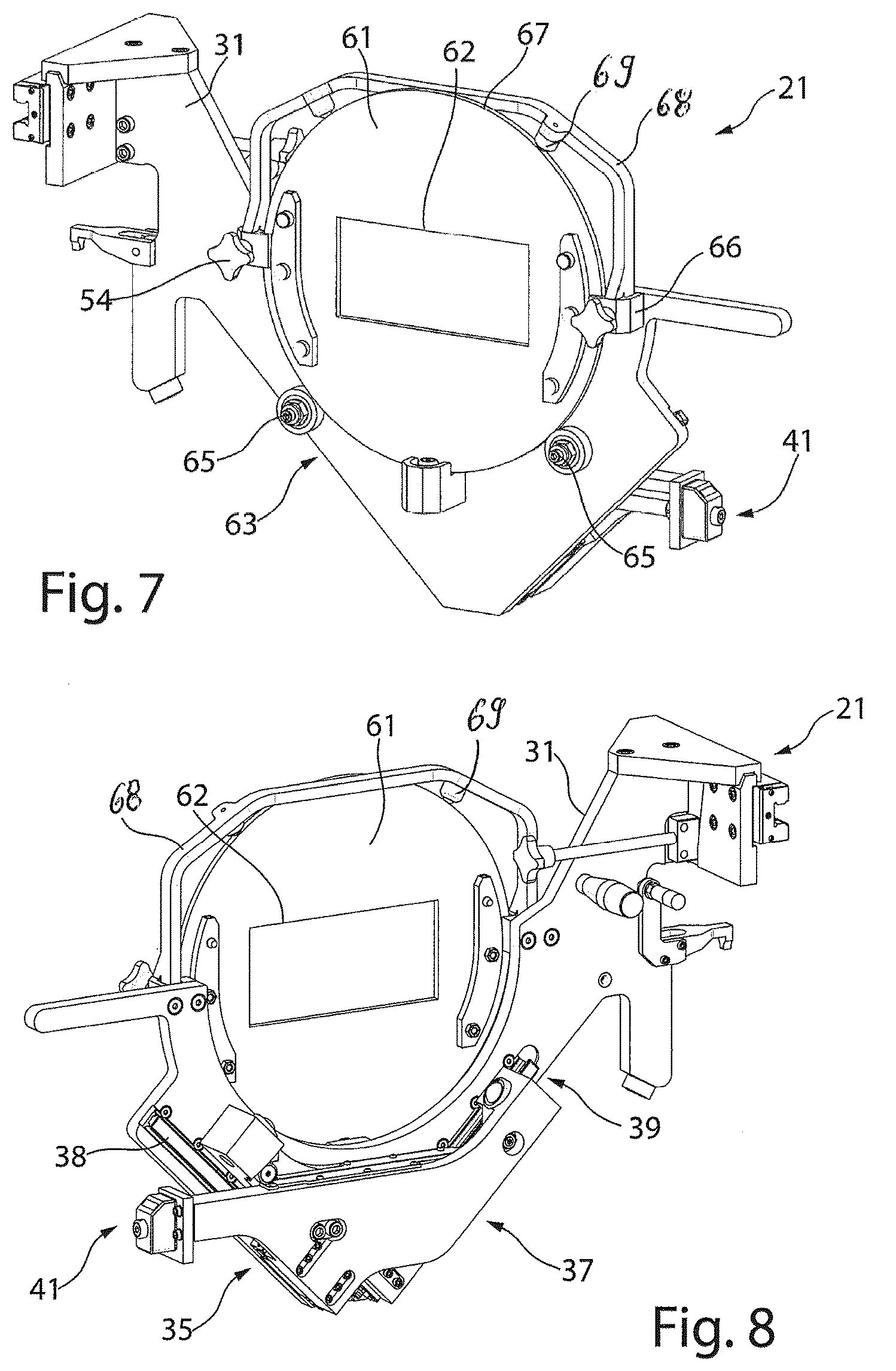 Patent US12599992 Figure 4 – Supporting device for a laser processing machine and laser processing machine