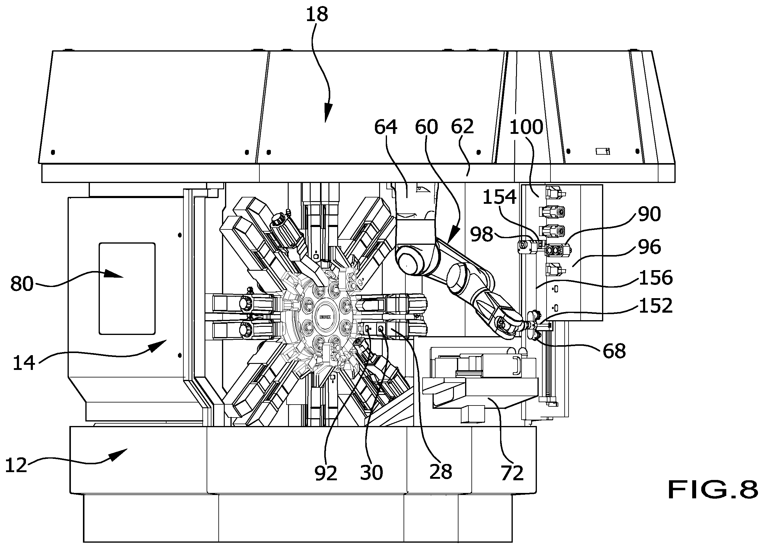 Patent US12599996 Figure 6 – Multi-spindle machine tool