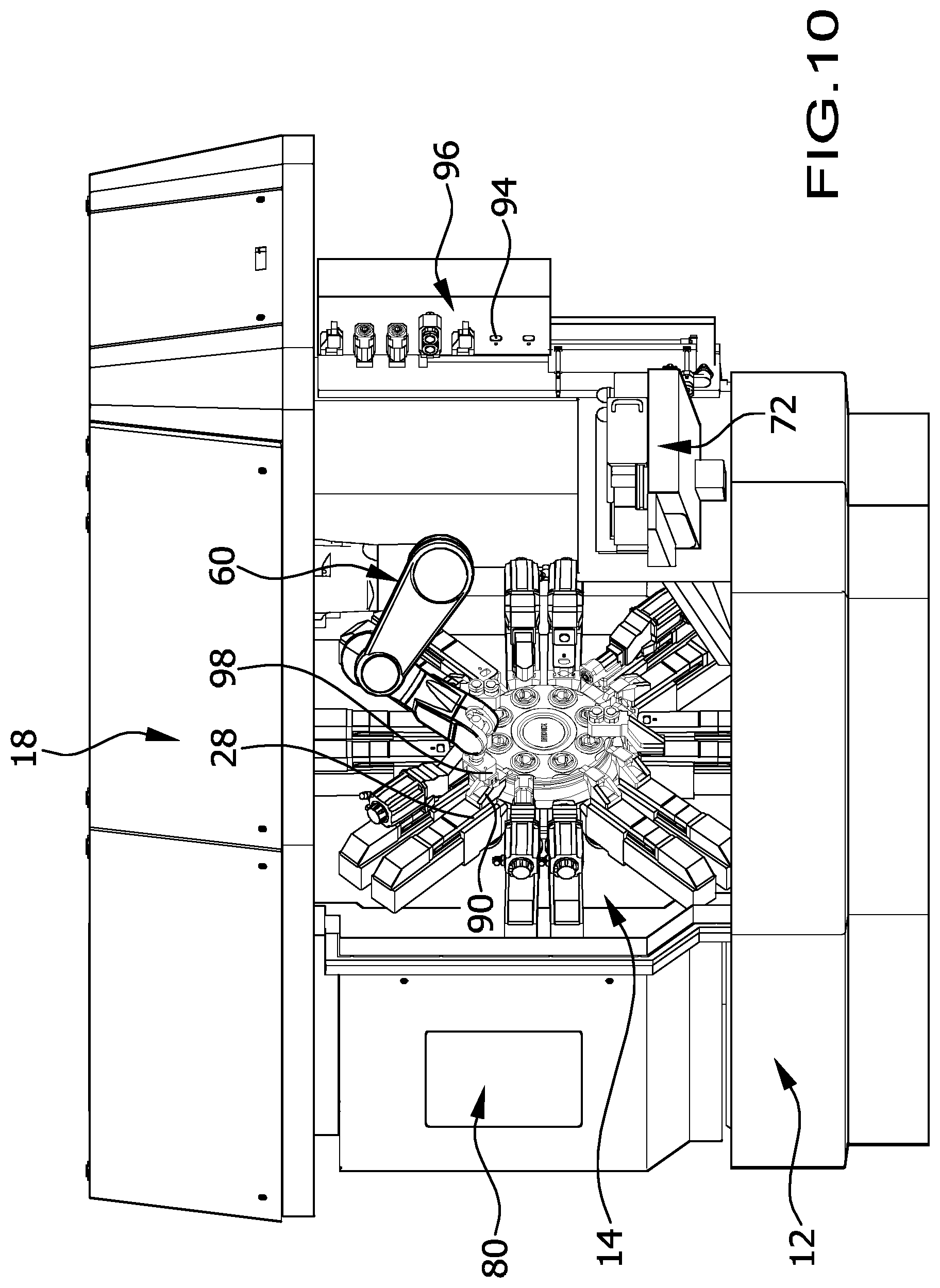 Patent US12599996 Figure 8 – Multi-spindle machine tool