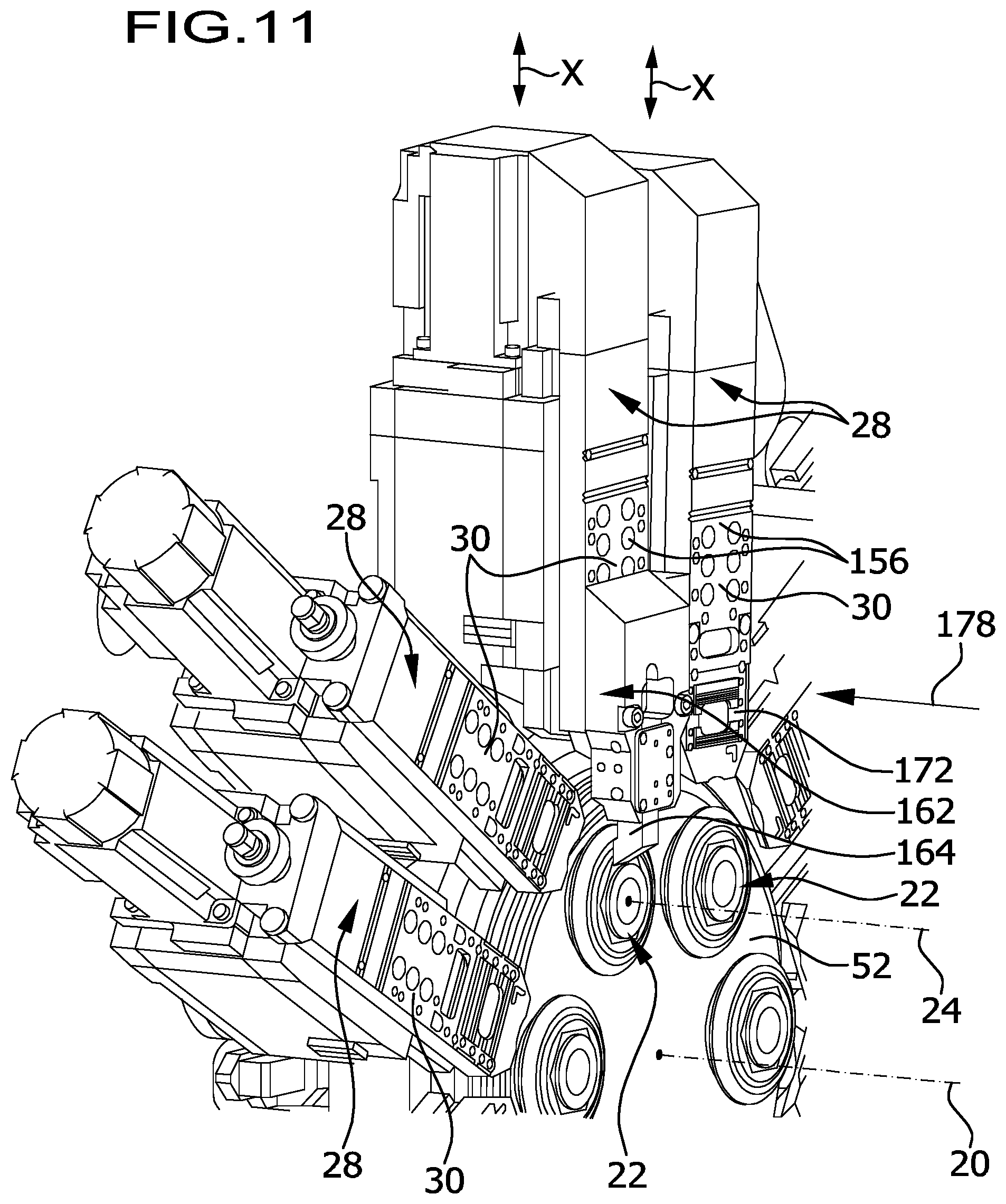 Patent US12599996 Figure 9 – Multi-spindle machine tool