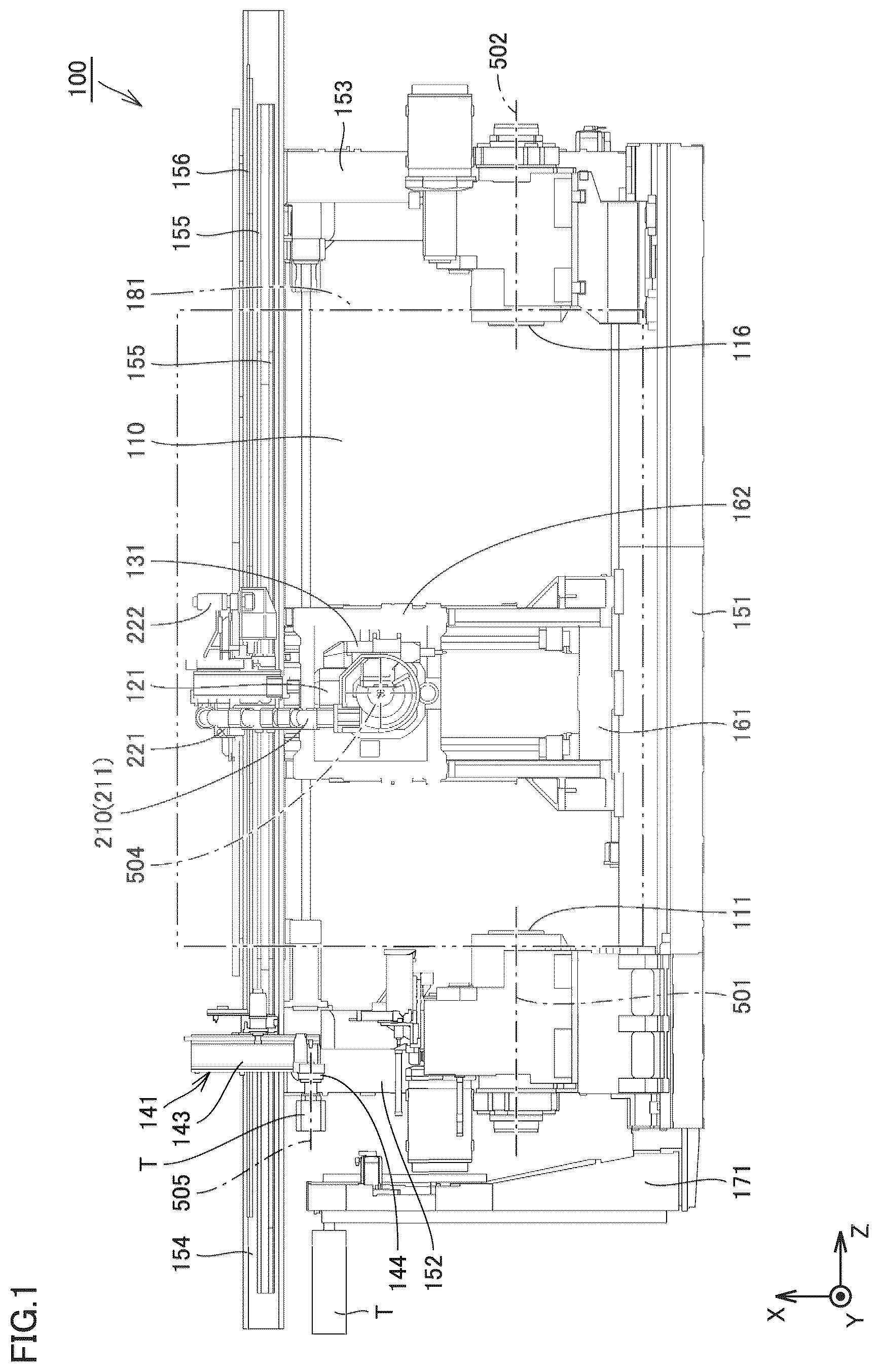 Patent US12599997 Figure 1 – Processing machine