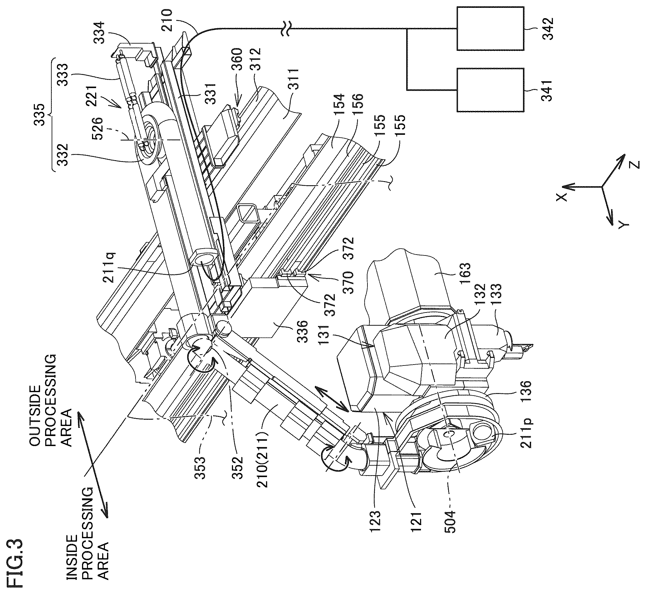 Patent US12599997 Figure 3 – Processing machine