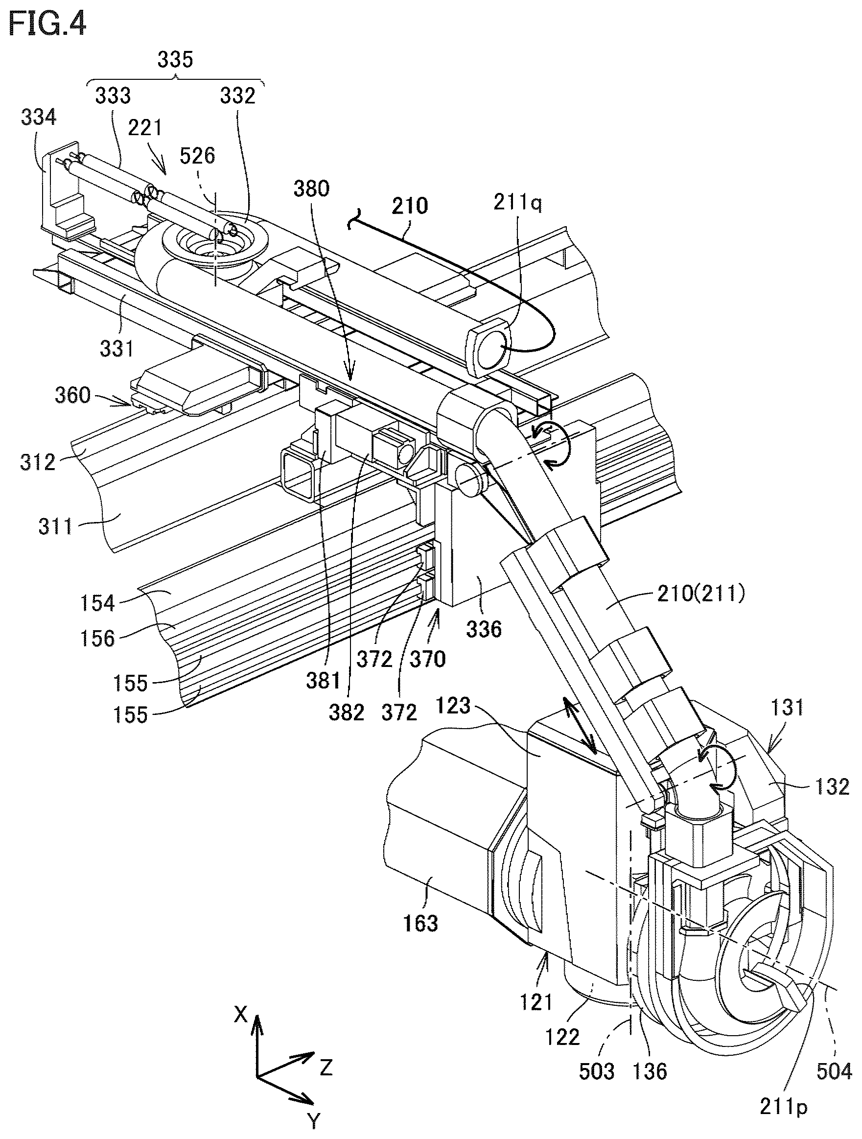 Patent US12599997 Figure 4 – Processing machine