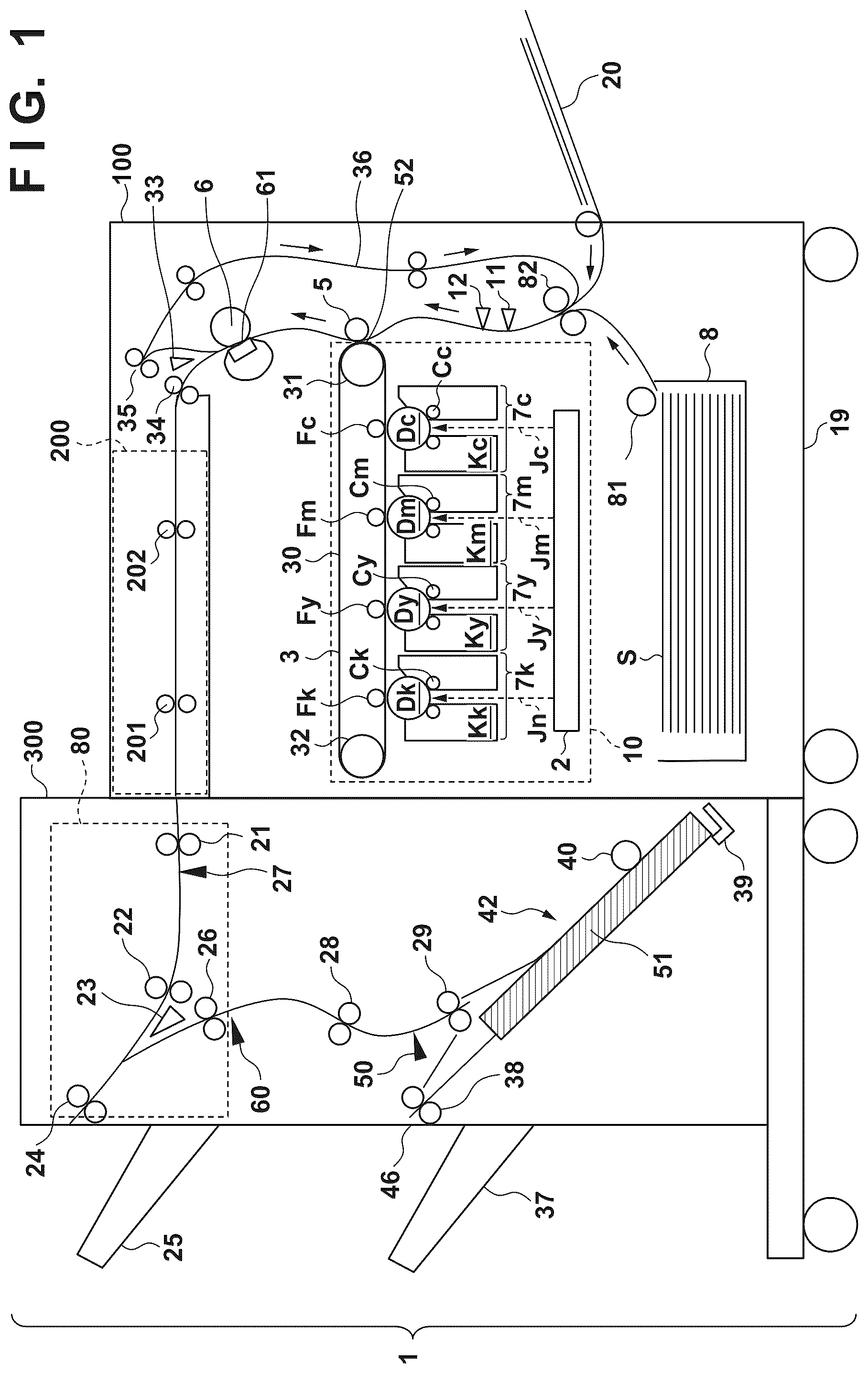 Patent US12602000 Figure 1 – Image forming system and post-processing apparatus for producing booklet by bonding plurality of sheets