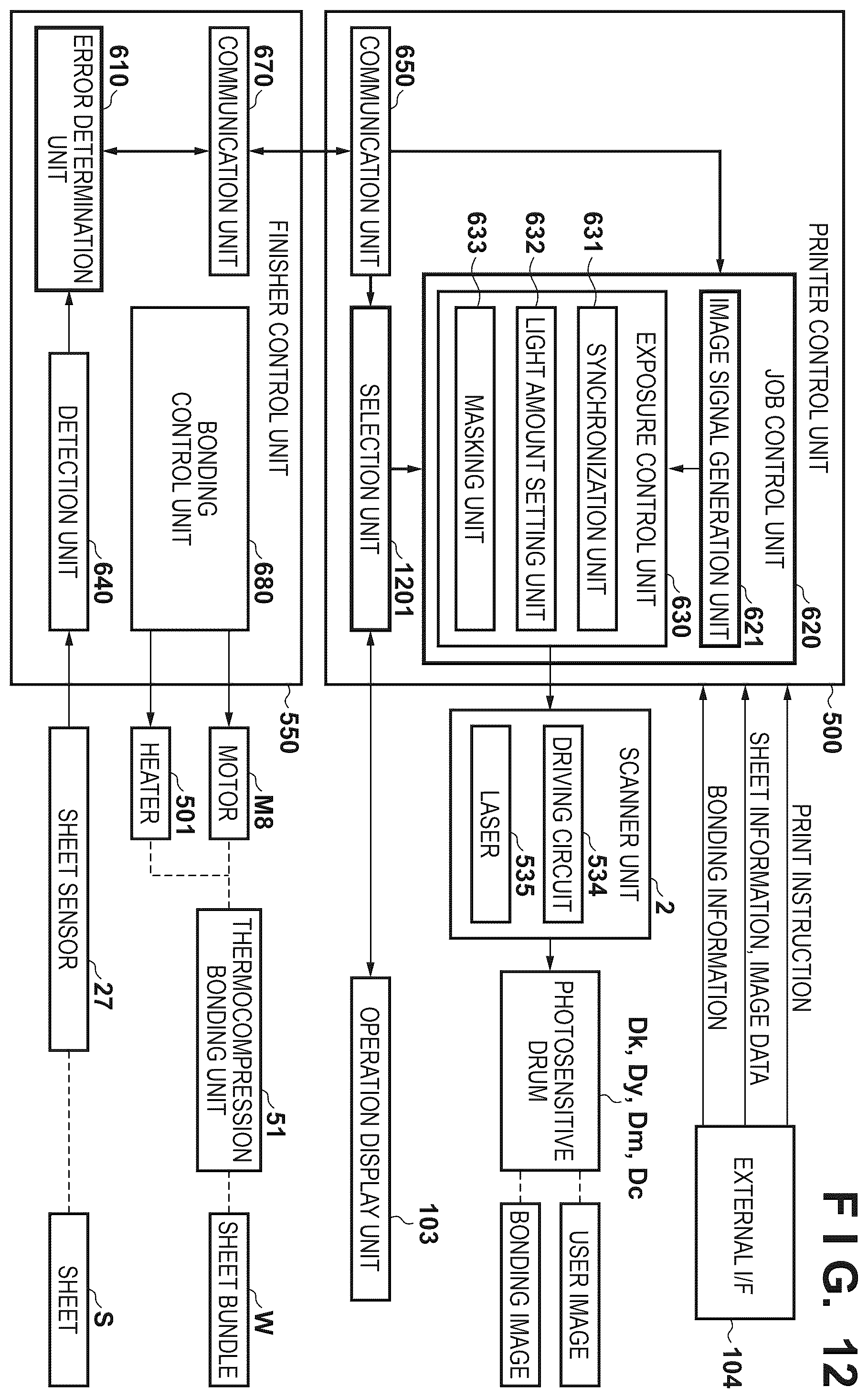 Patent US12602000 Figure 15 – Image forming system and post-processing apparatus for producing booklet by bonding plurality of sheets