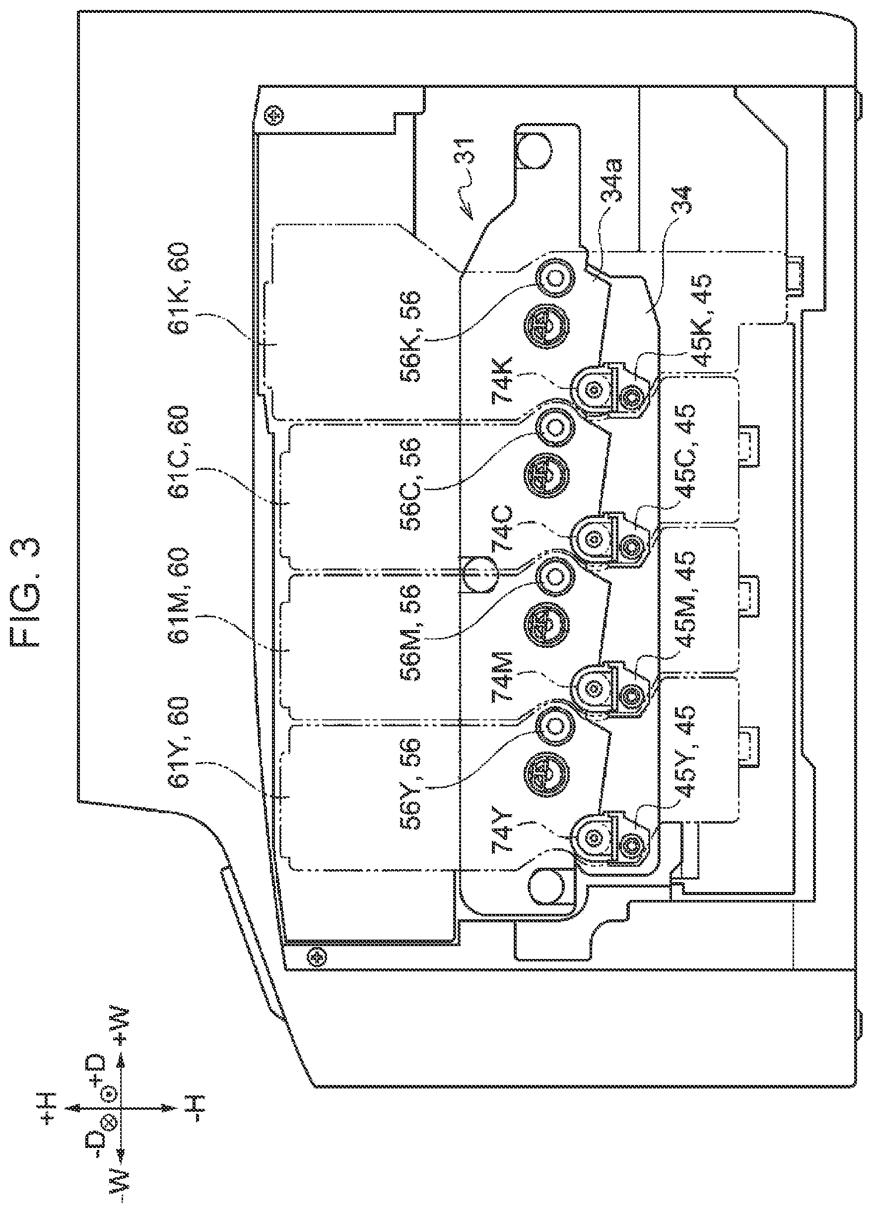 Patent US12602003 Figure 3 – Toner cartridge having a wall with a curved portion and an image forming apparatus
