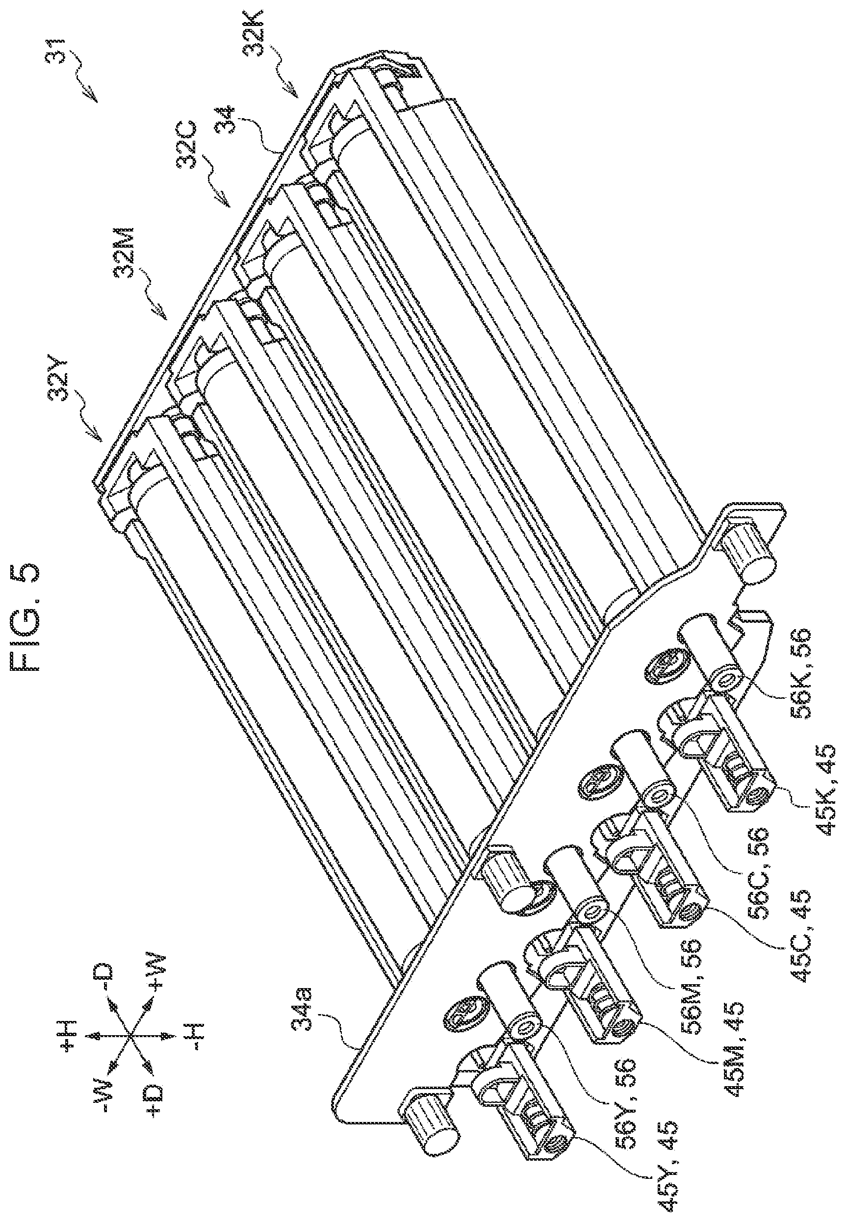 Patent US12602003 Figure 5 – Toner cartridge having a wall with a curved portion and an image forming apparatus