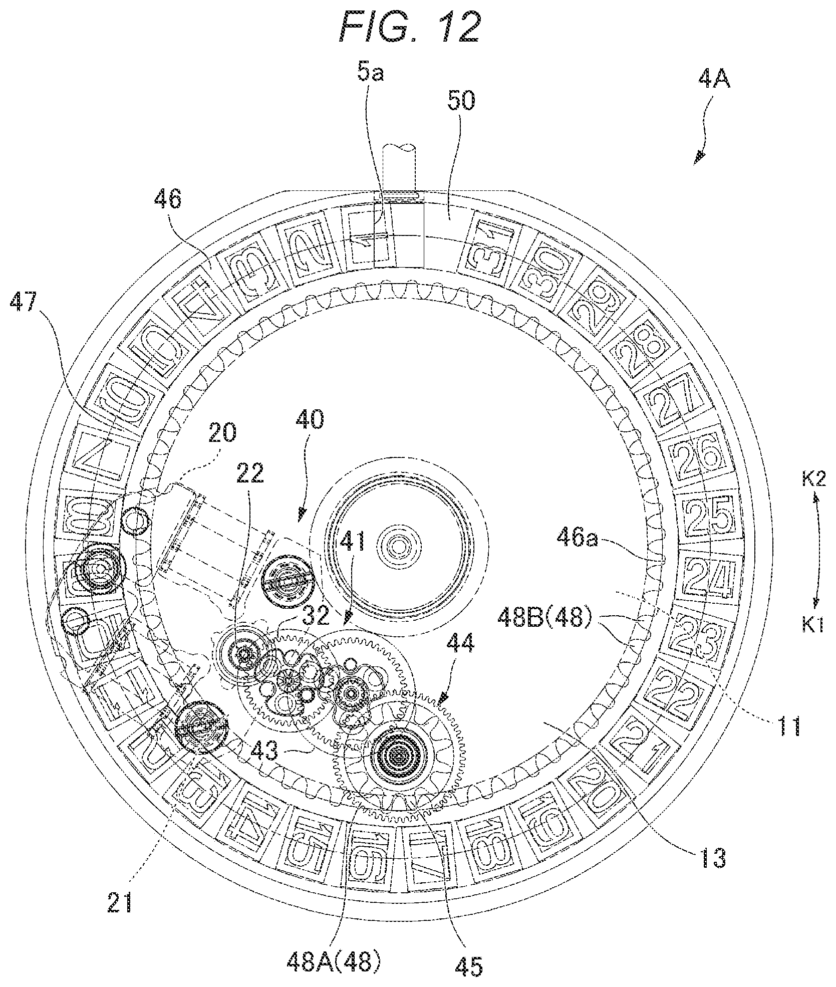 Patent US12602010 Figure 11 – Information display mechanism, timepiece movement, and timepiece