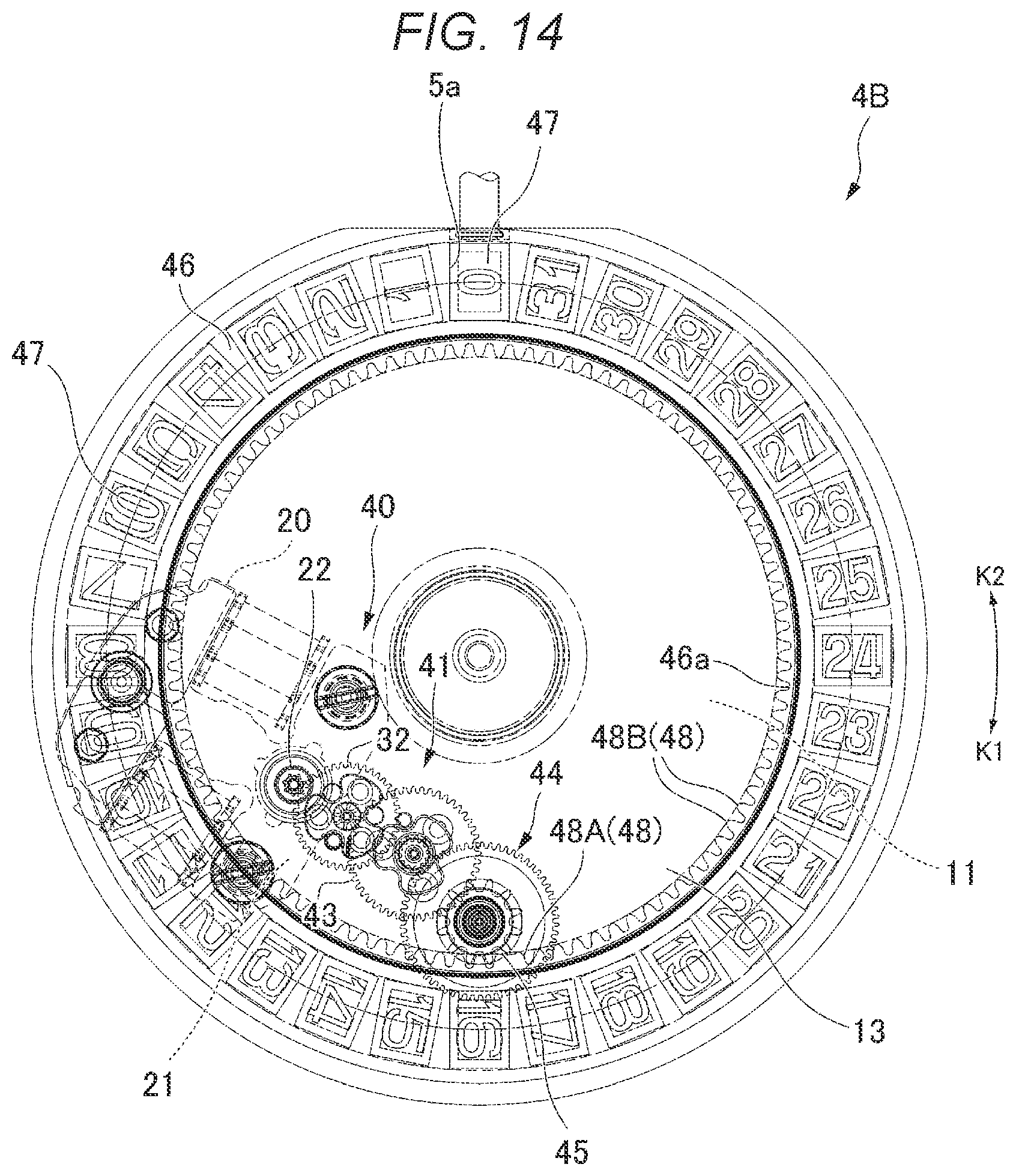 Patent US12602010 Figure 13 – Information display mechanism, timepiece movement, and timepiece