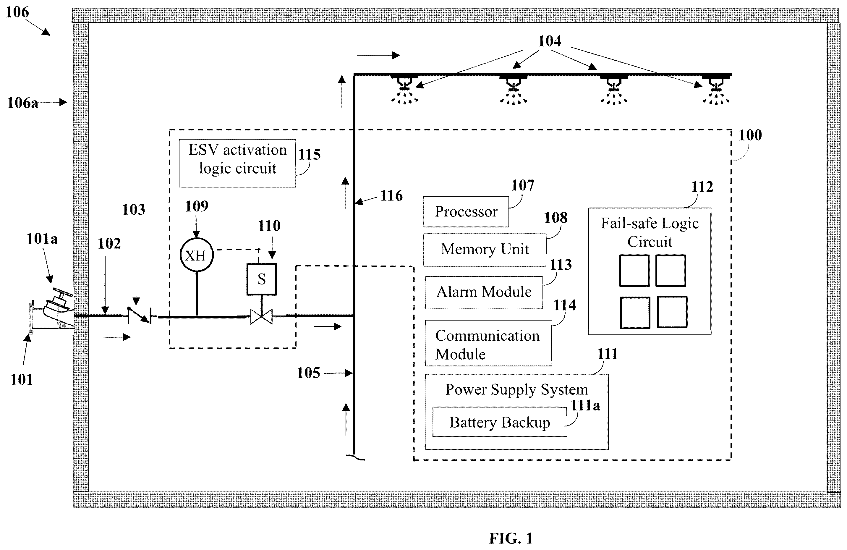 Patent US12602066 Figure 1 – Non-permissive fire connection system