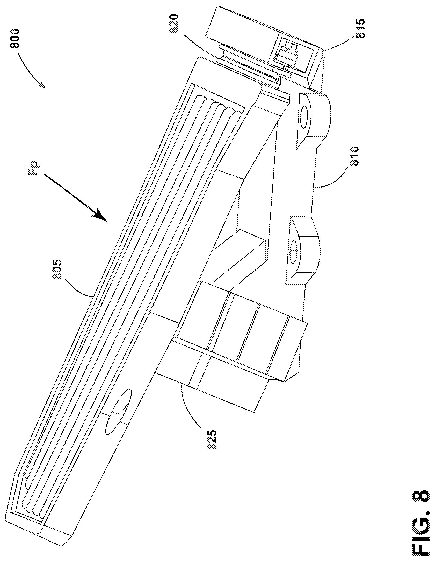 Patent US12602071 Figure 8 – Vehicle pads that emulate traditional vehicle pedals and include mechanical hysteresis