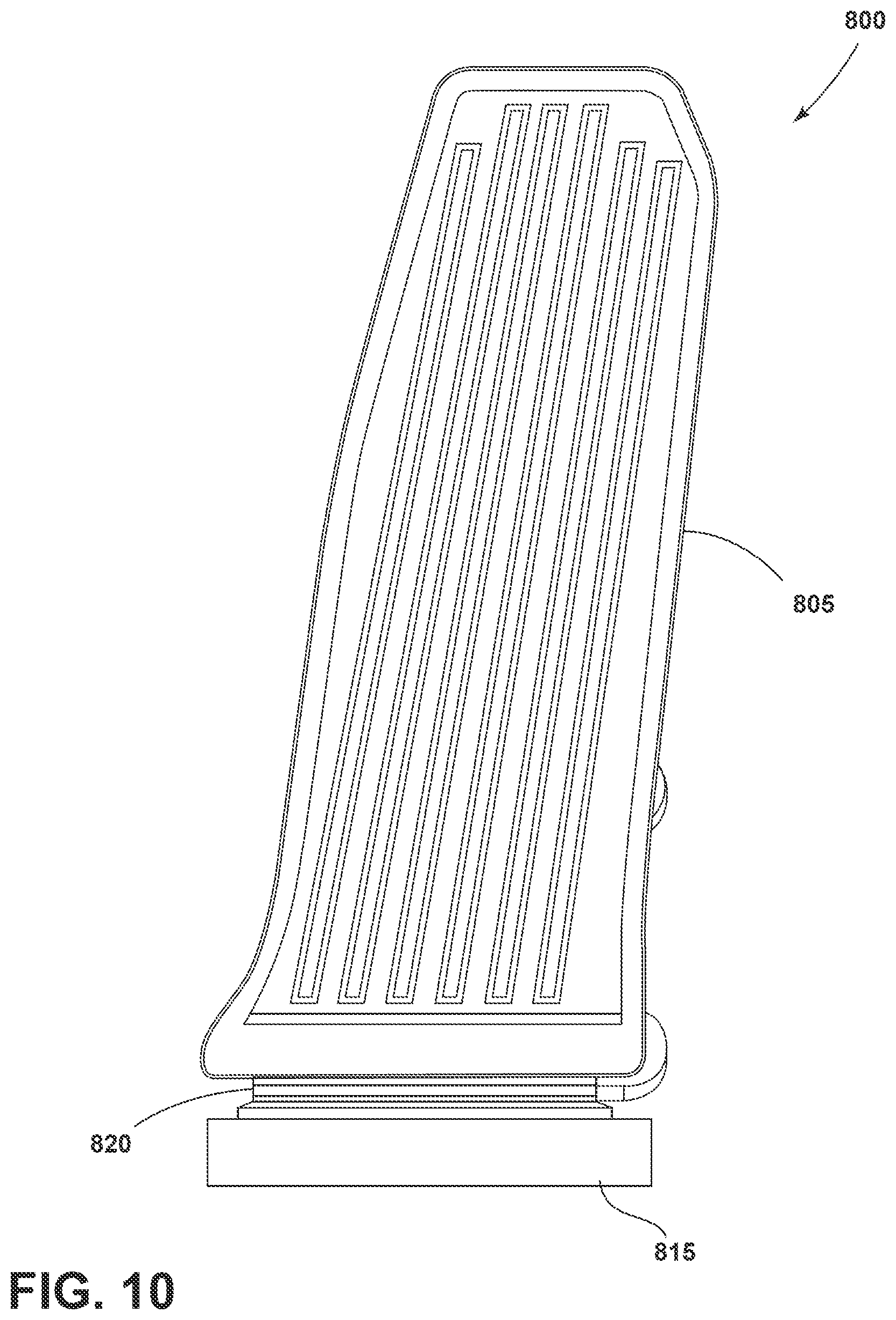 Patent US12602071 Figure 10 – Vehicle pads that emulate traditional vehicle pedals and include mechanical hysteresis
