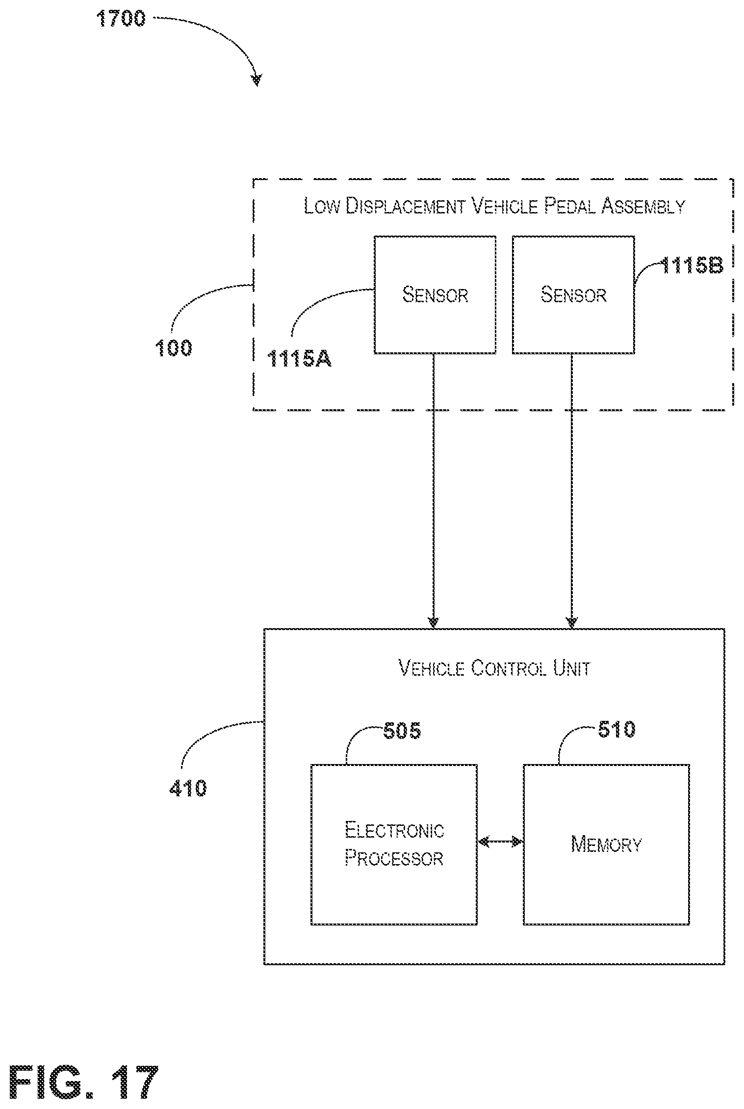 Patent US12602071 Figure 17 – Vehicle pads that emulate traditional vehicle pedals and include mechanical hysteresis