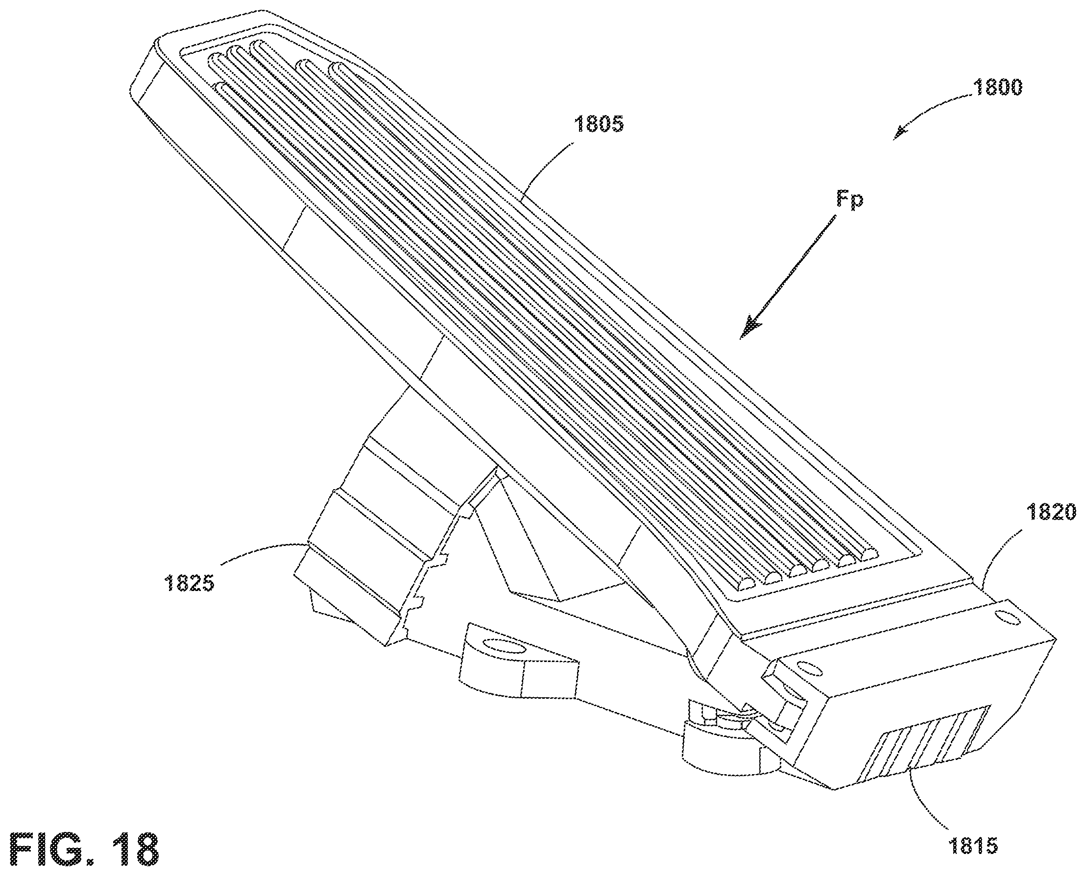 Patent US12602071 Figure 18 – Vehicle pads that emulate traditional vehicle pedals and include mechanical hysteresis