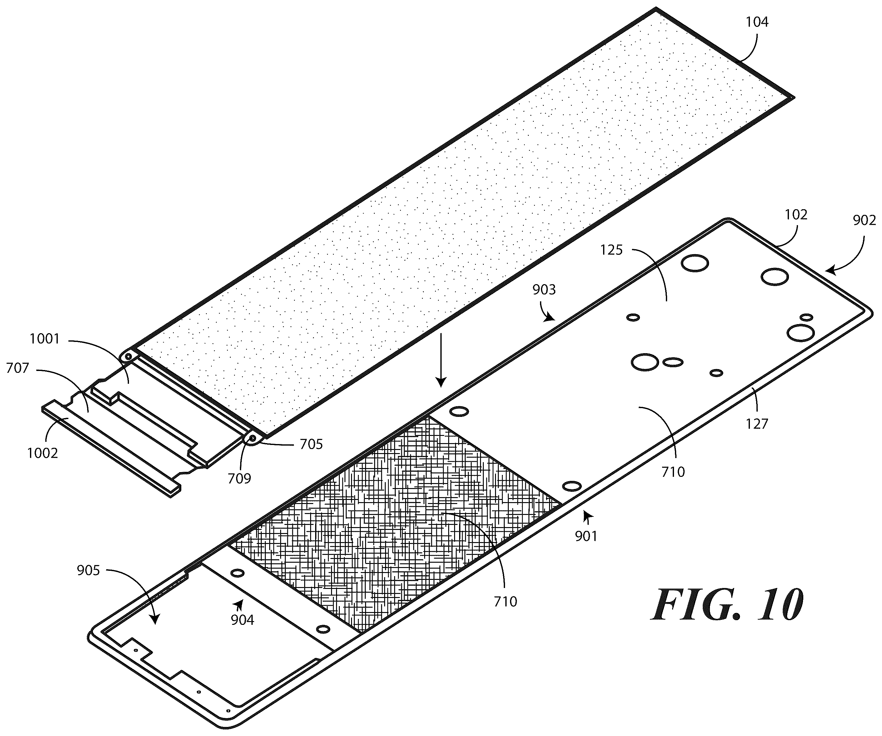 Patent US12602081 Figure 8 – Electronic devices with translating flexible display and corresponding methods