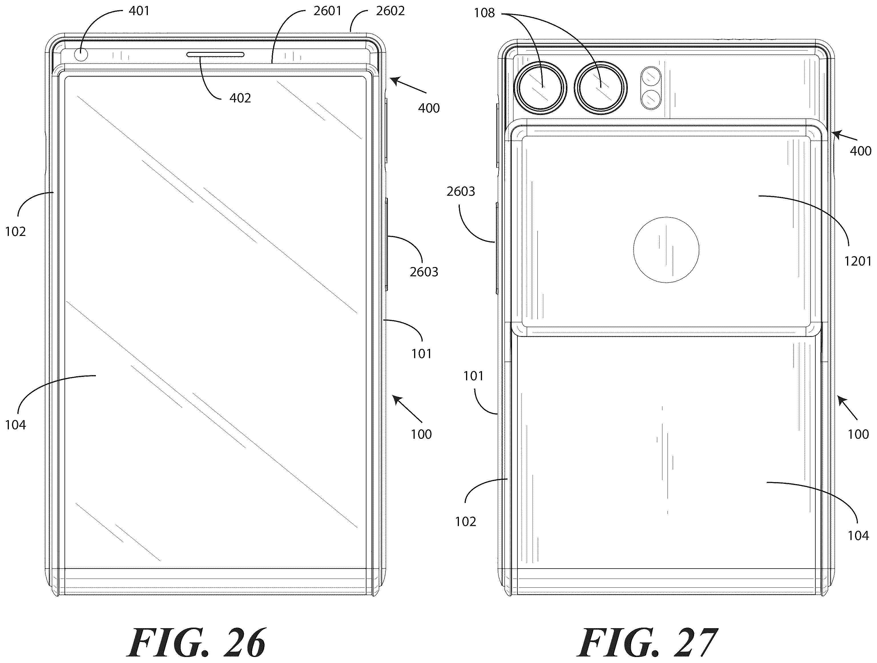 Patent US12602081 Figure 16 – Electronic devices with translating flexible display and corresponding methods