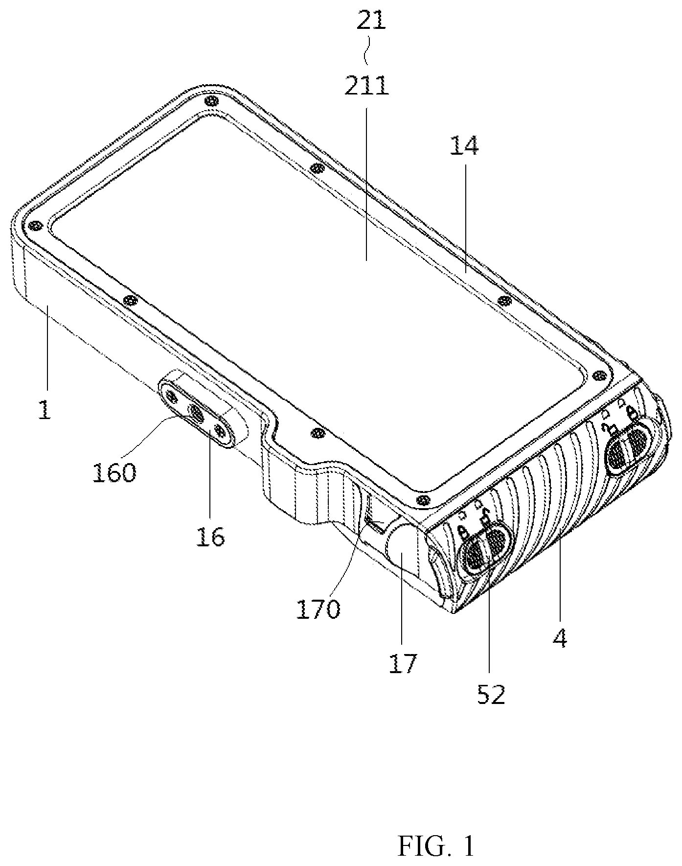 Patent US12602087 Figure 1 – Waterproof protective case of mobile terminal for diving