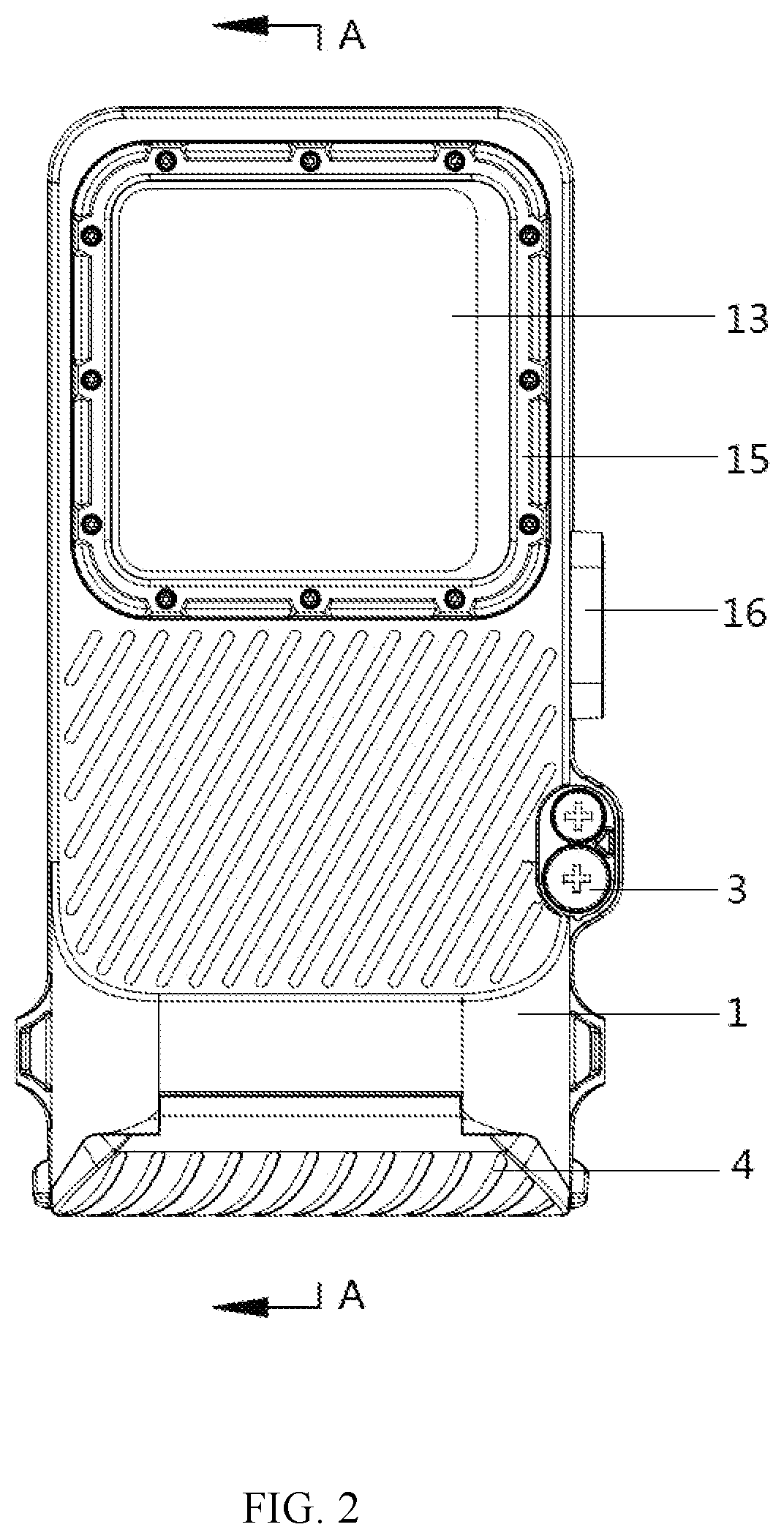 Patent US12602087 Figure 2 – Waterproof protective case of mobile terminal for diving